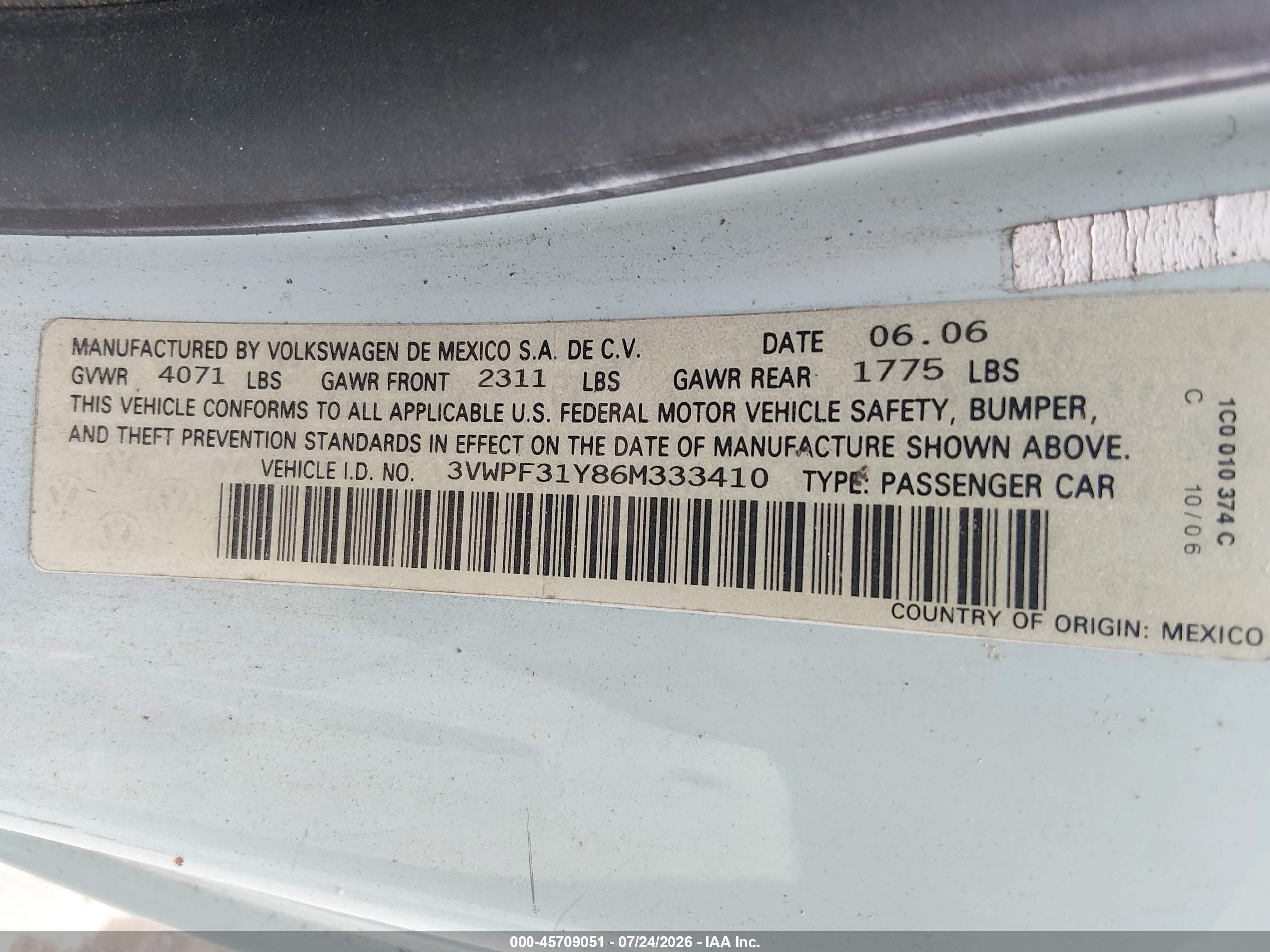 2006 Volkswagen New Beetle 2.5 Blue vin: 3VWPF31Y86M333410