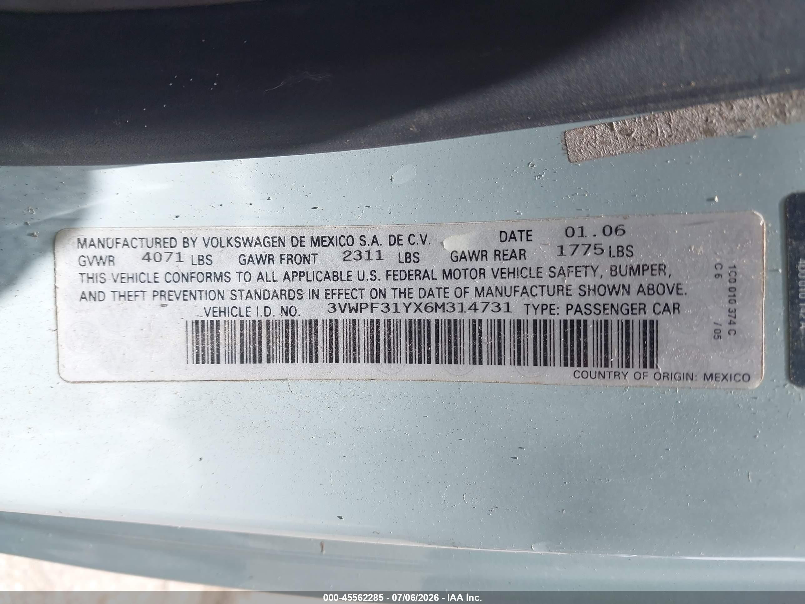 2006 Volkswagen New Beetle 2.5 Бирюзовый vin: 3VWPF31YX6M314731