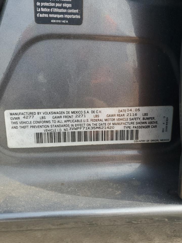 2005 Volkswagen New Jetta Value Silver vin: 3VWPF71K35M621420