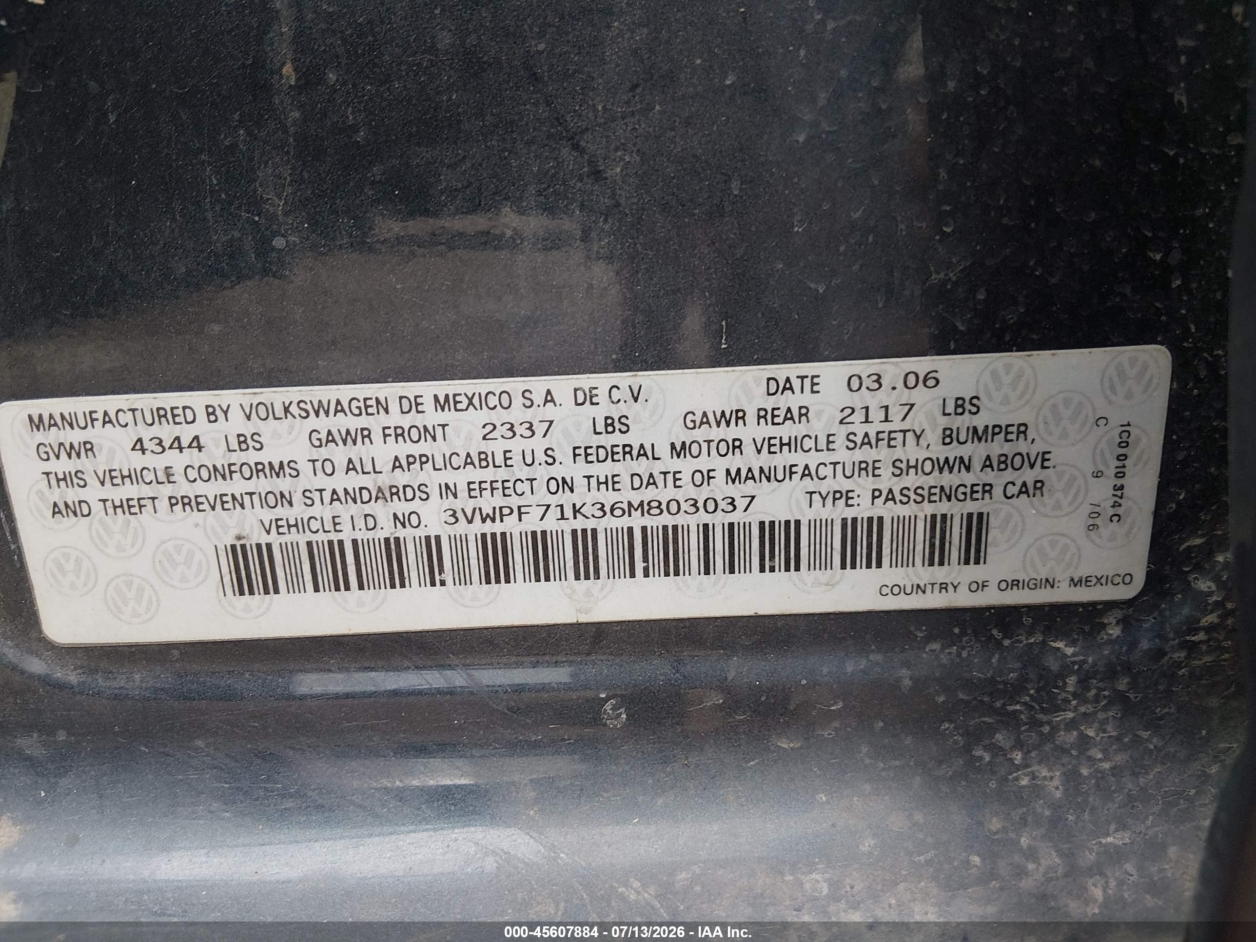 2006 Volkswagen Jetta Value Edition Gray vin: 3VWPF71K36M803037