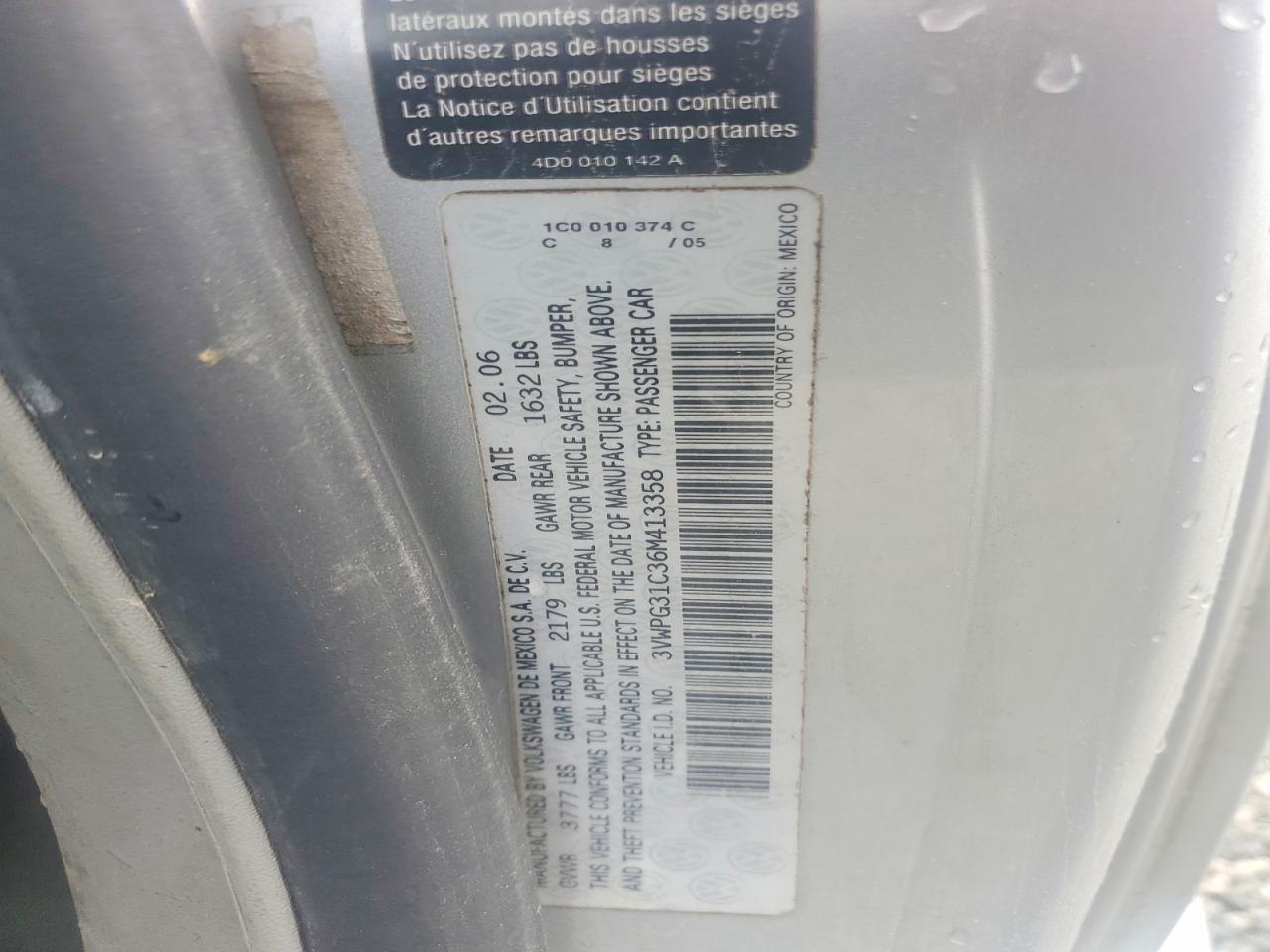 2006 Volkswagen New Beetle 2.5l Silver vin: 3VWPG31C36M413358