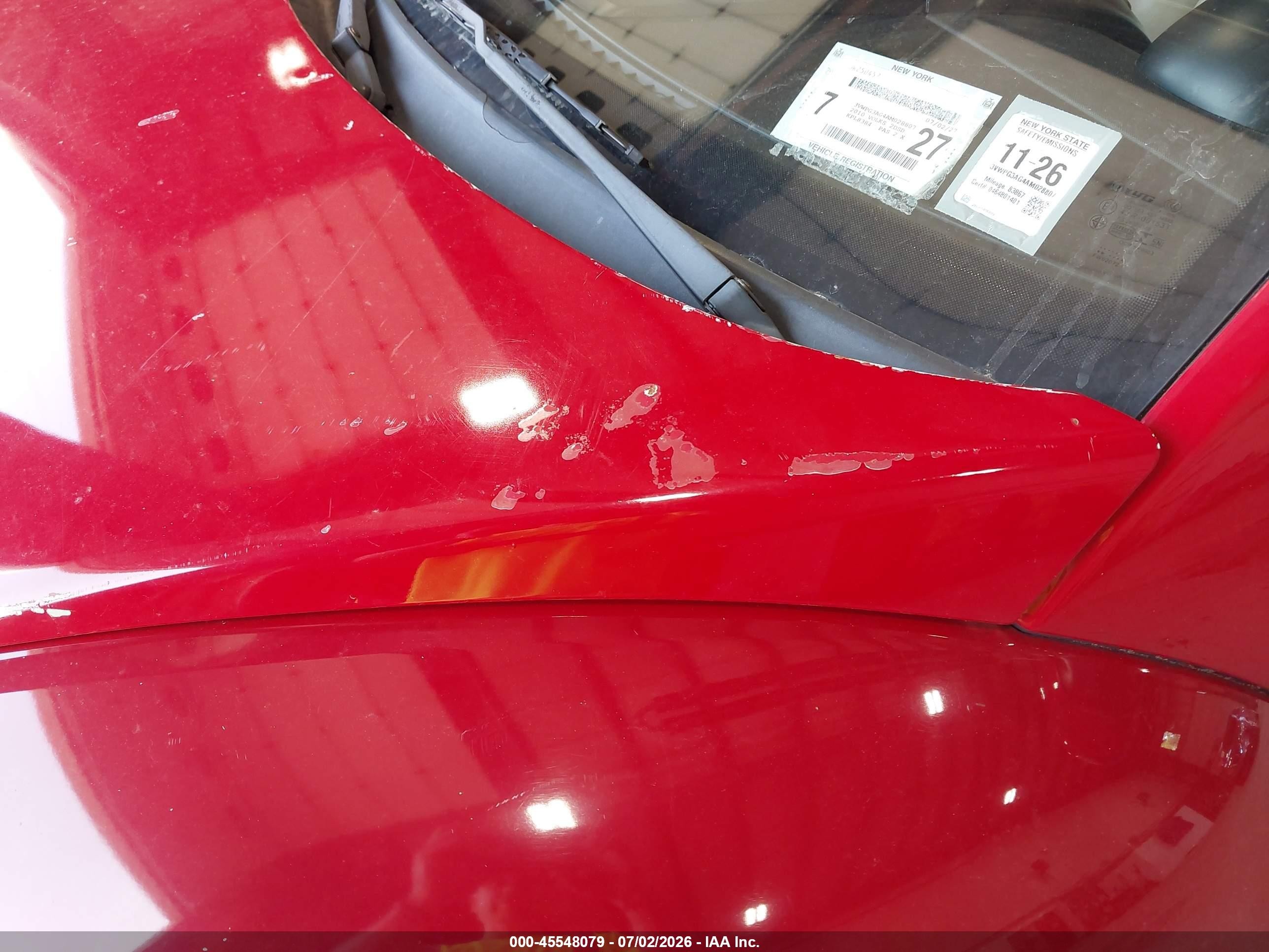 2010 Volkswagen New Beetle 2.5l Red vin: 3VWPG3AG4AM028807