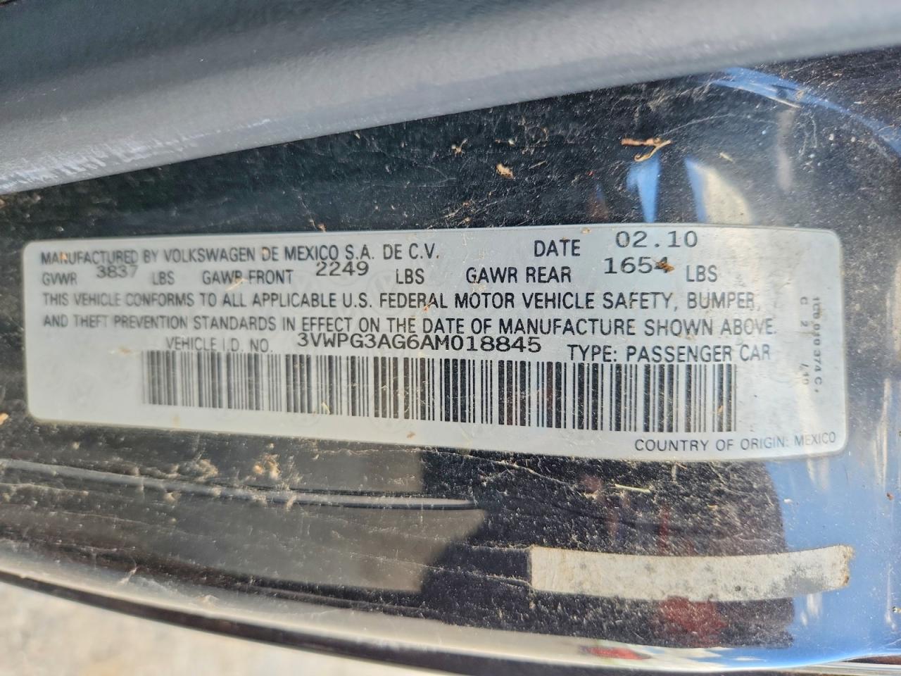2010 Volkswagen New Beetle Black vin: 3VWPG3AG6AM018845