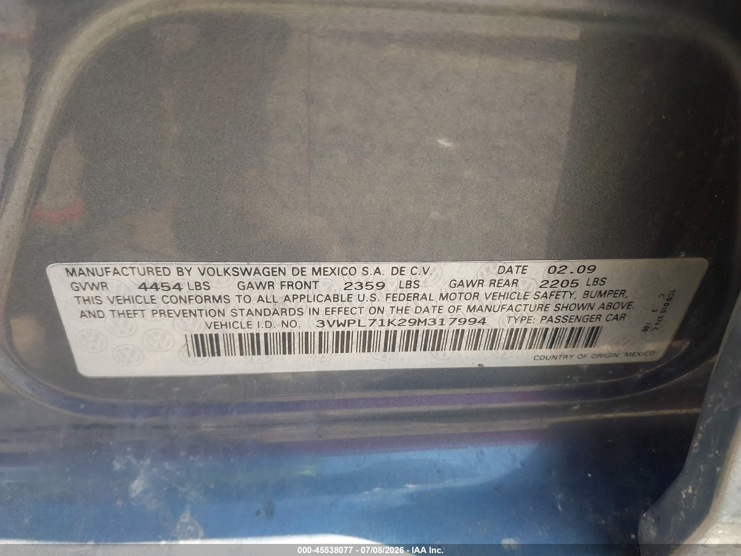 2009 Volkswagen Jetta 2.0l Tdi Gray vin: 3VWPL71K29M317994