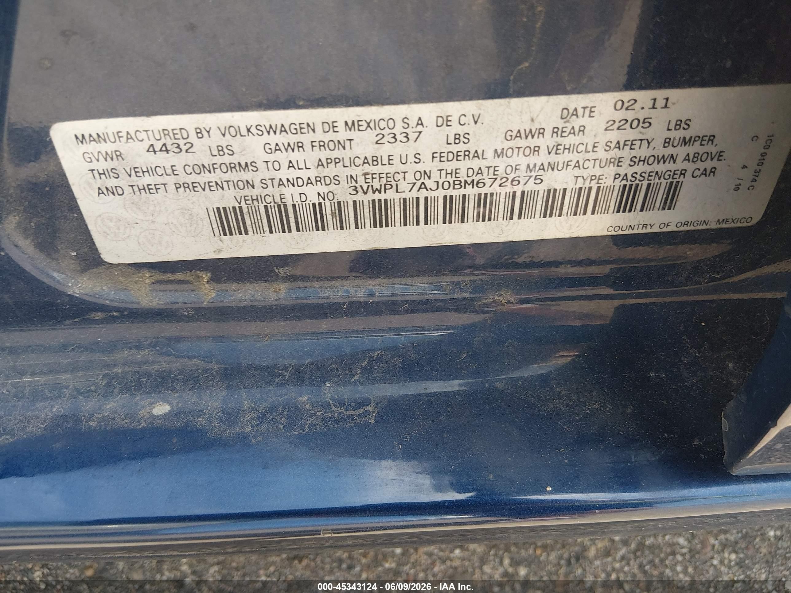 2011 Volkswagen Jetta Sportwagen 2.0l Tdi Blue vin: 3VWPL7AJ0BM672675