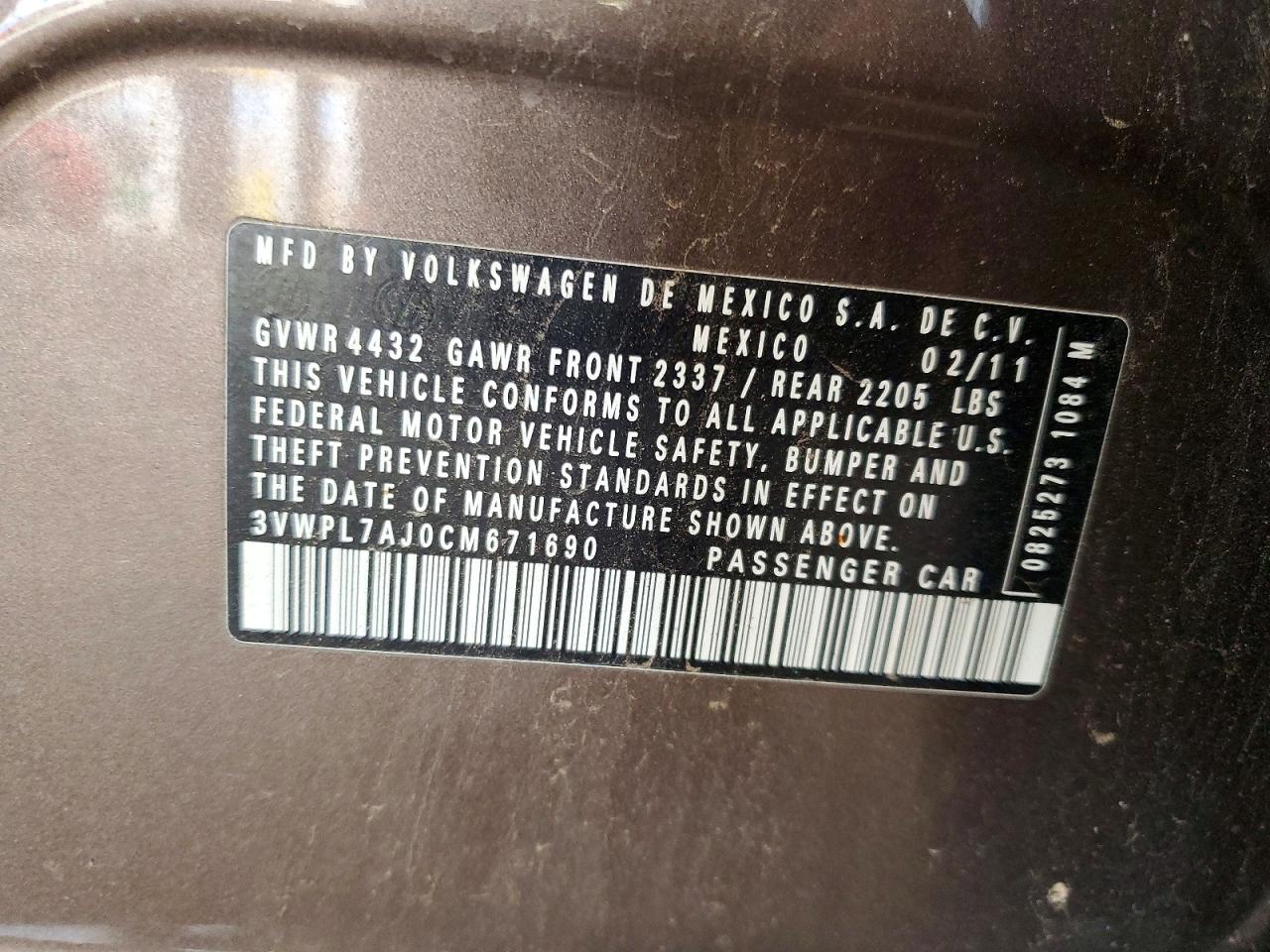 2012 Volkswagen Jetta Tdi Brown vin: 3VWPL7AJ0CM671690