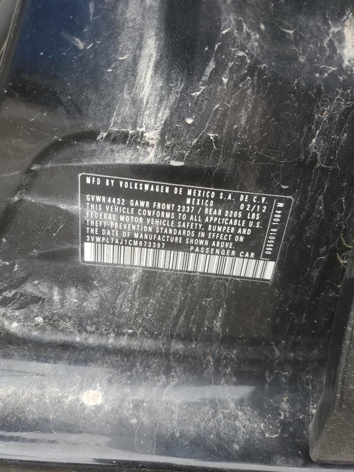 2012 Volkswagen Jetta Tdi Black vin: 3VWPL7AJ1CM673397