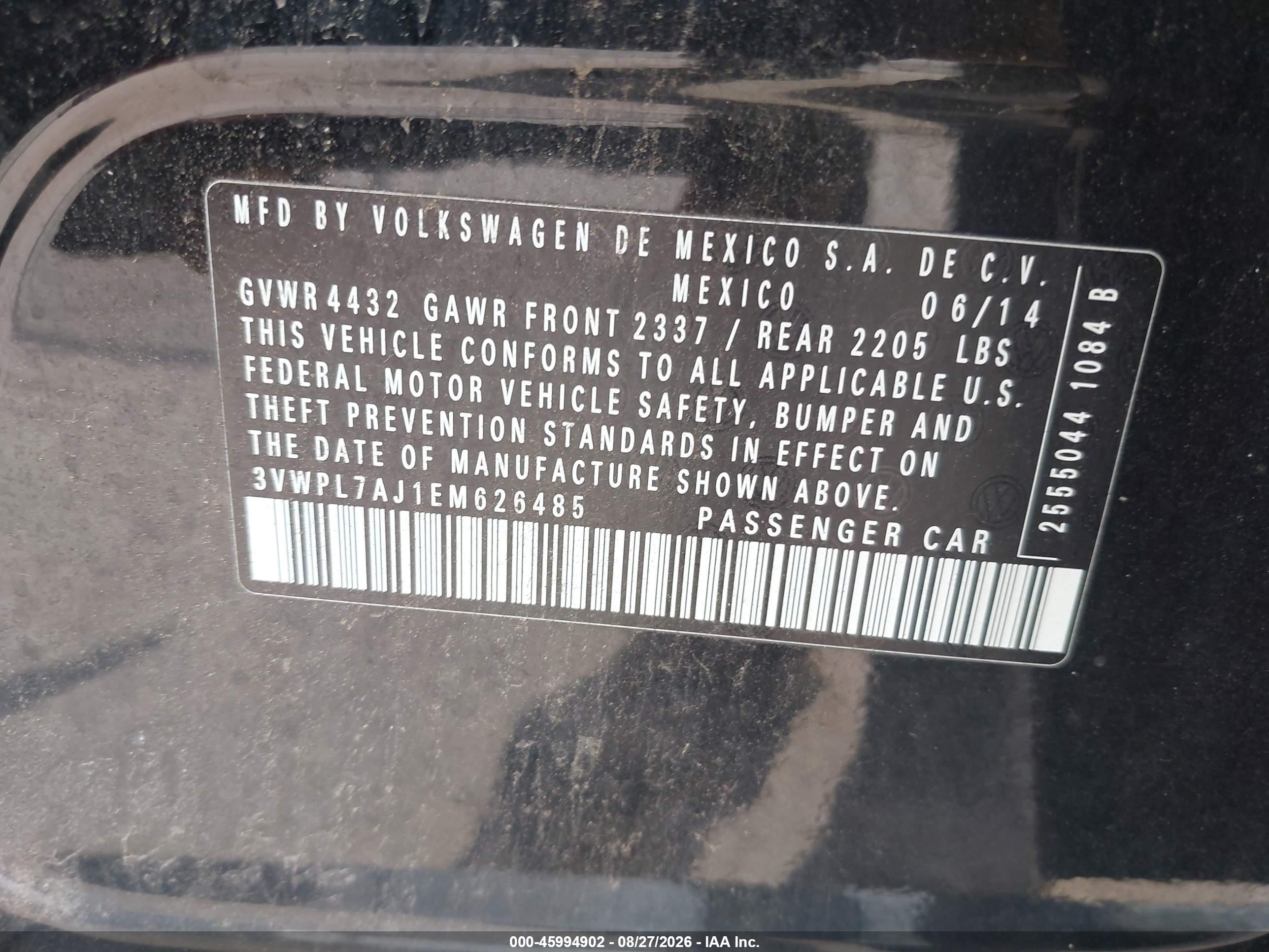 2014 Volkswagen Jetta Sportwagen 2.0l Tdi Black vin: 3VWPL7AJ1EM626485