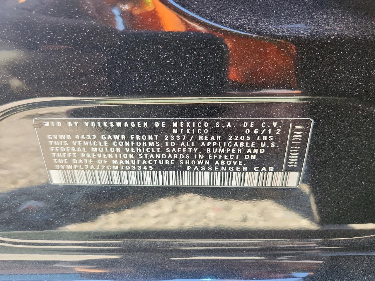 2012 Volkswagen Jetta Tdi Black vin: 3VWPL7AJ2CM703345