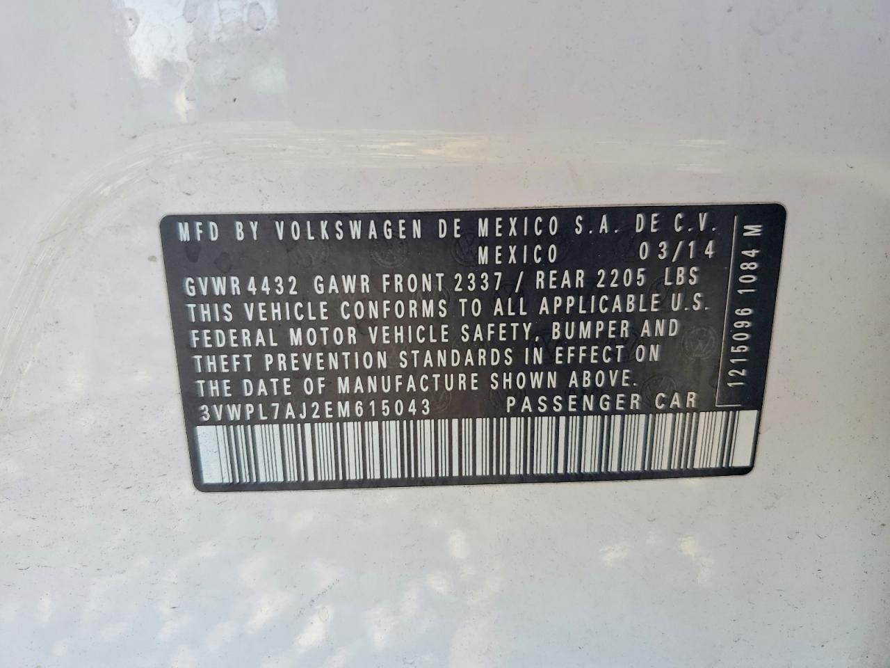 2014 Volkswagen Jetta Tdi Белый vin: 3VWPL7AJ2EM615043