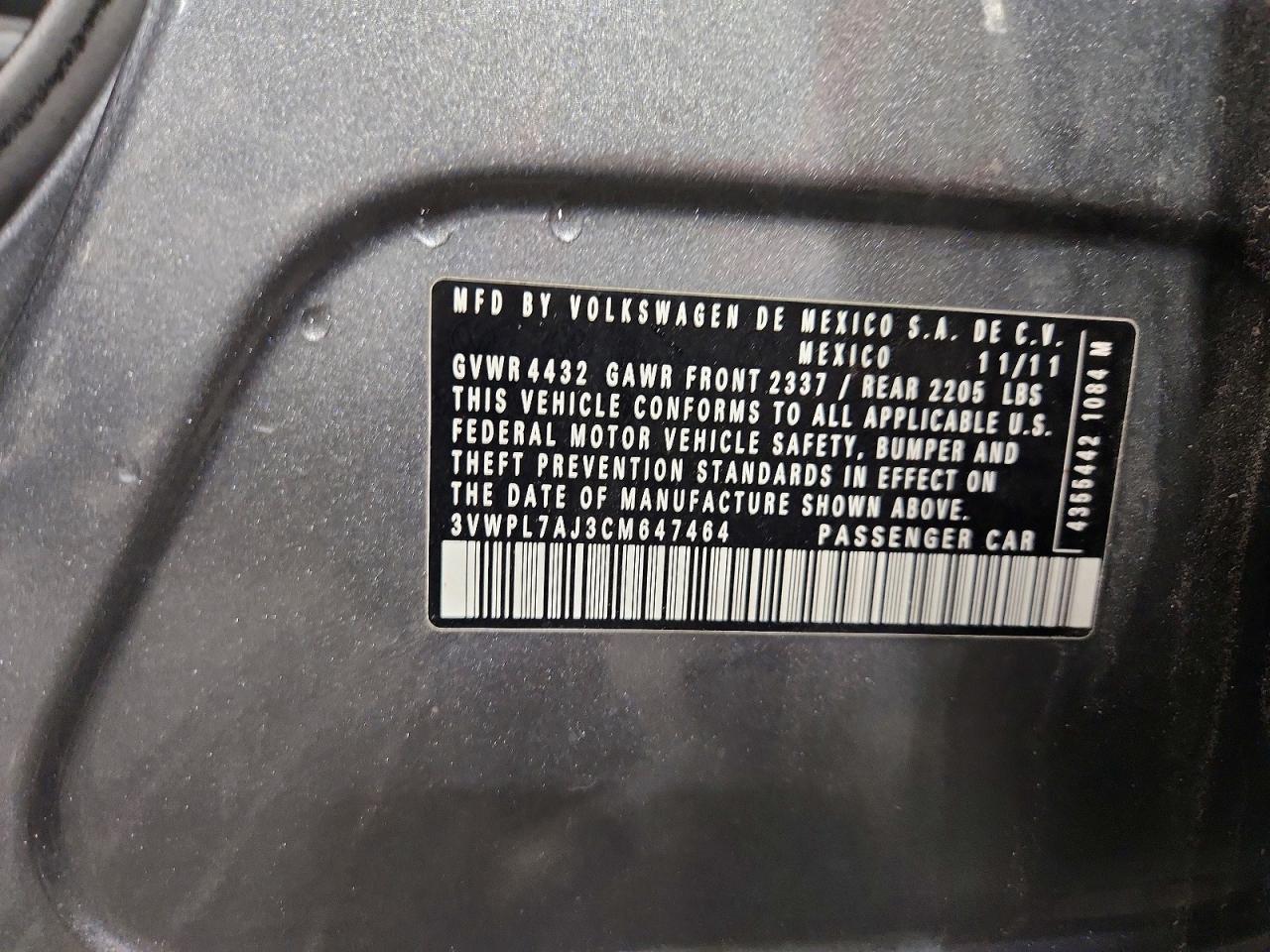 2012 Volkswagen Jetta Tdi Gray vin: 3VWPL7AJ3CM647464