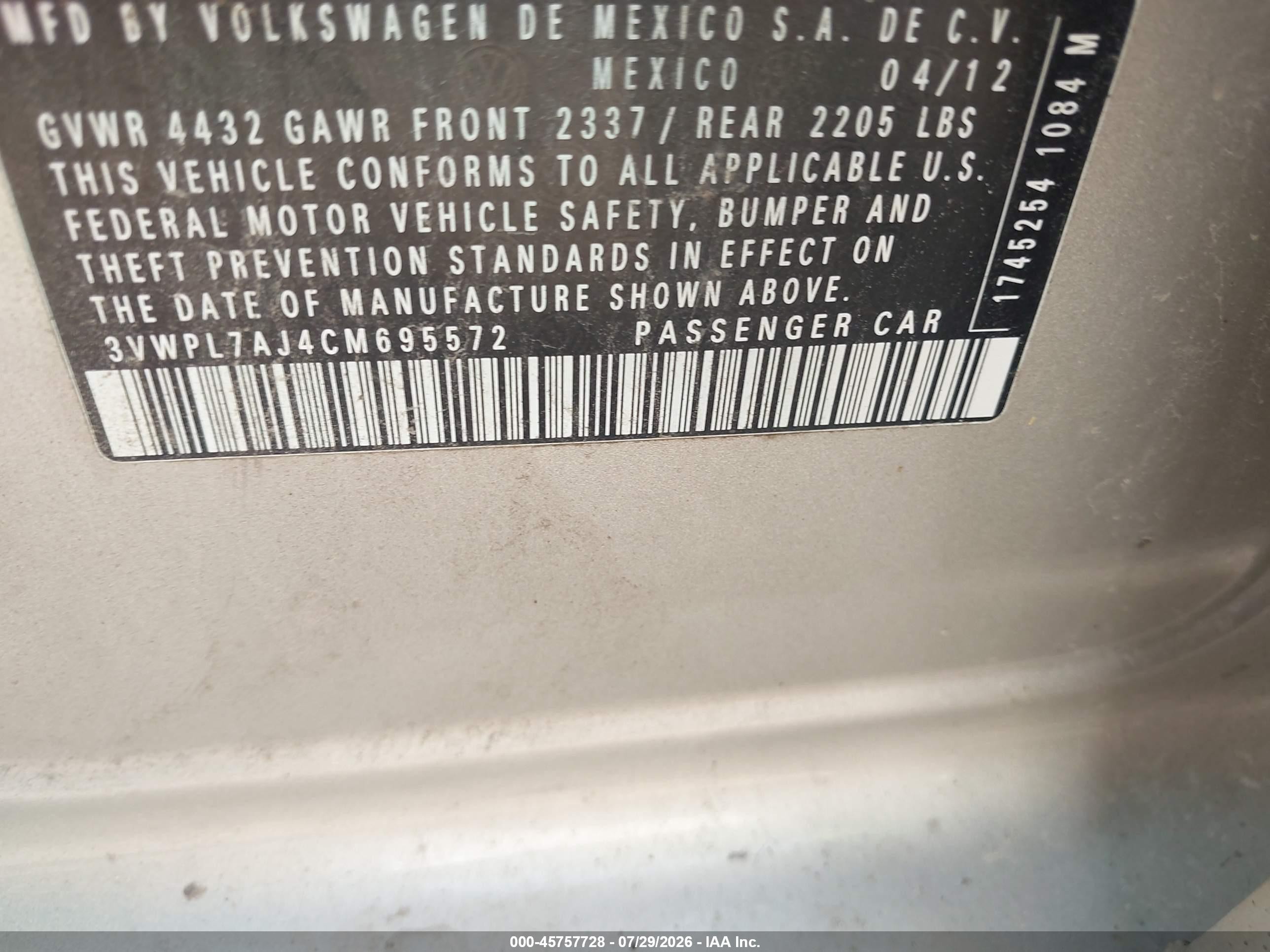 2012 Volkswagen Jetta Sportwagen 2.0l Tdi Champagne vin: 3VWPL7AJ4CM695572