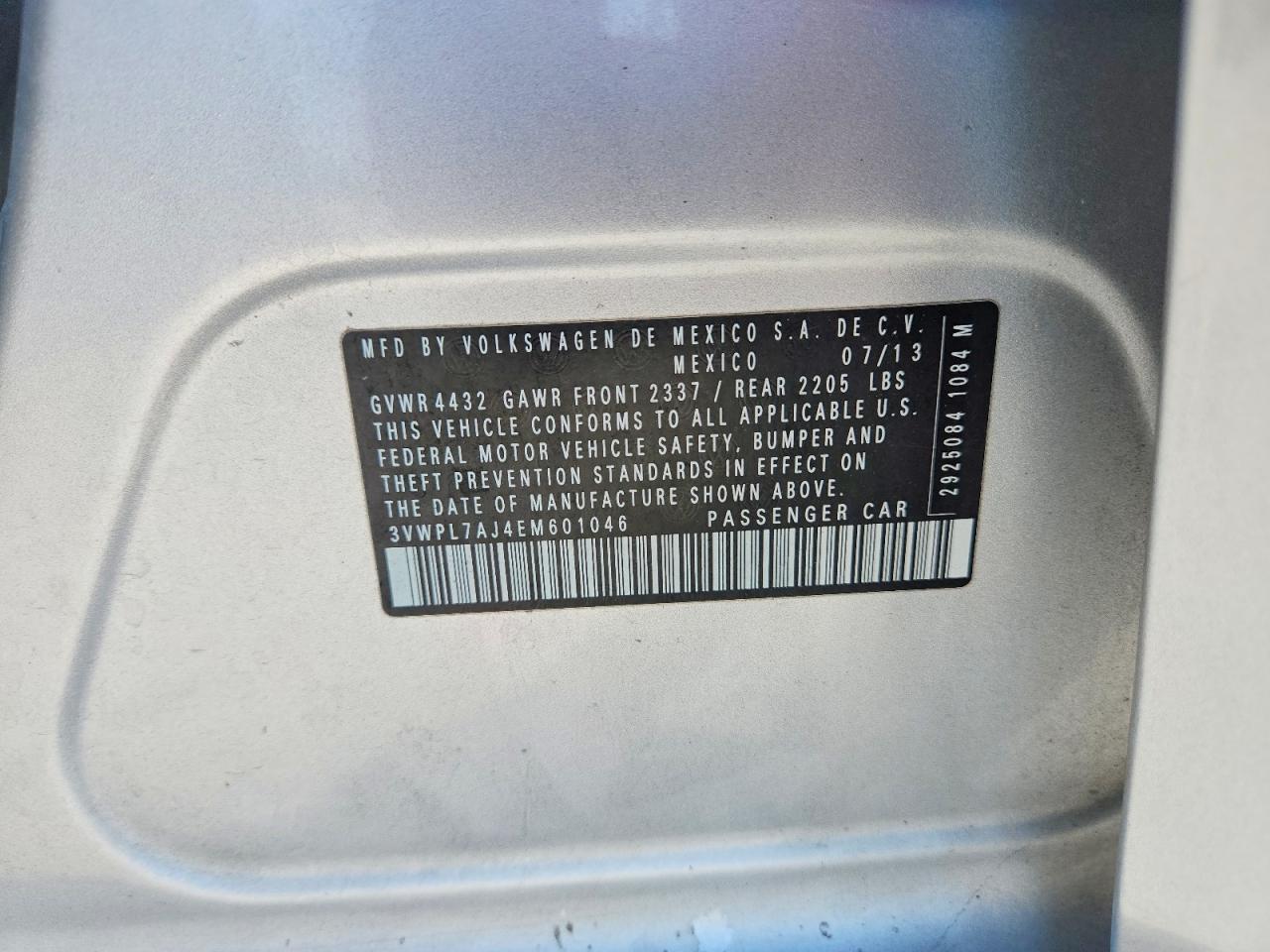 2014 Volkswagen Jetta Серебряный vin: 3VWPL7AJ4EM601046