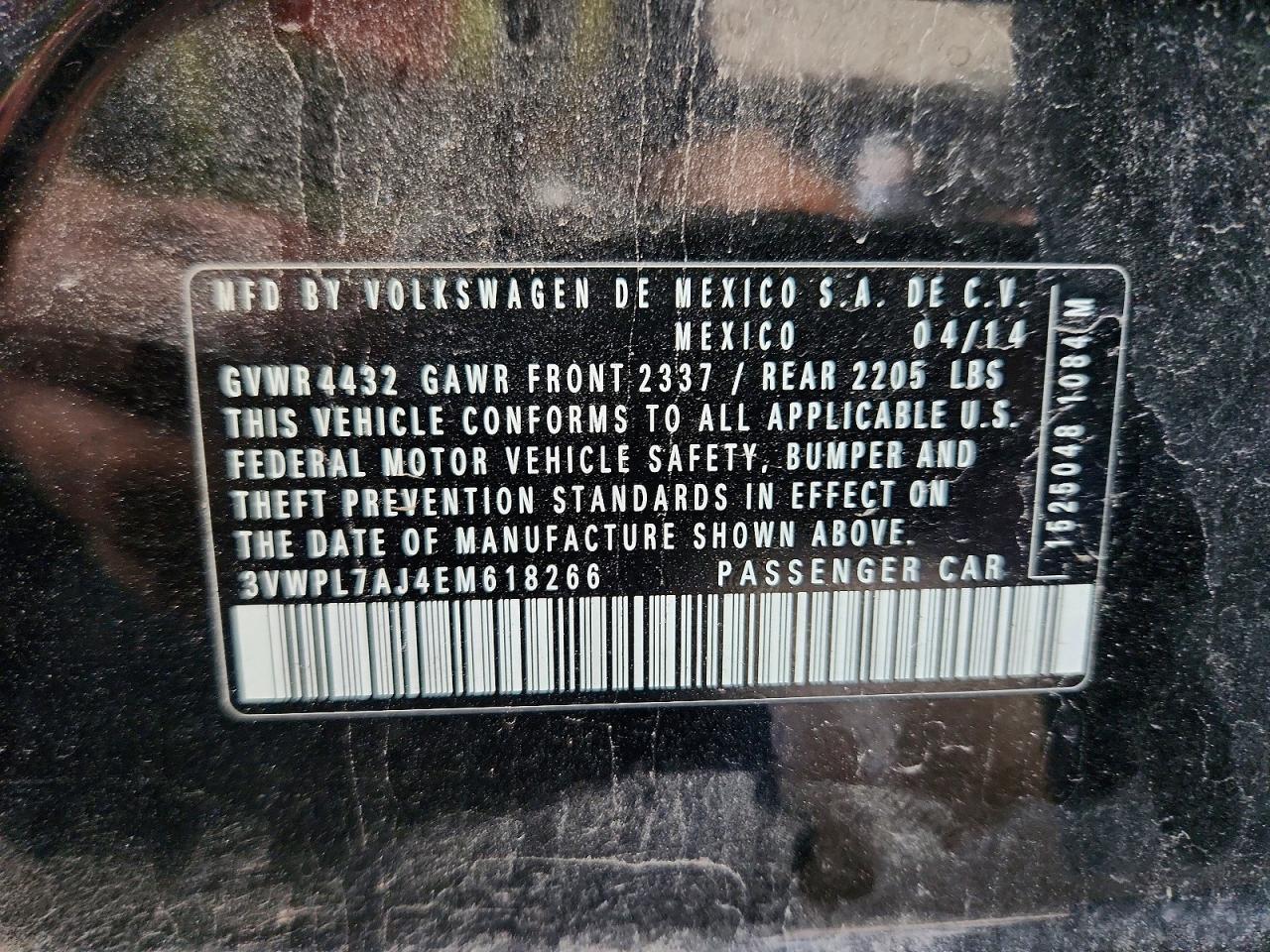 2014 Volkswagen Jetta Tdi Black vin: 3VWPL7AJ4EM618266