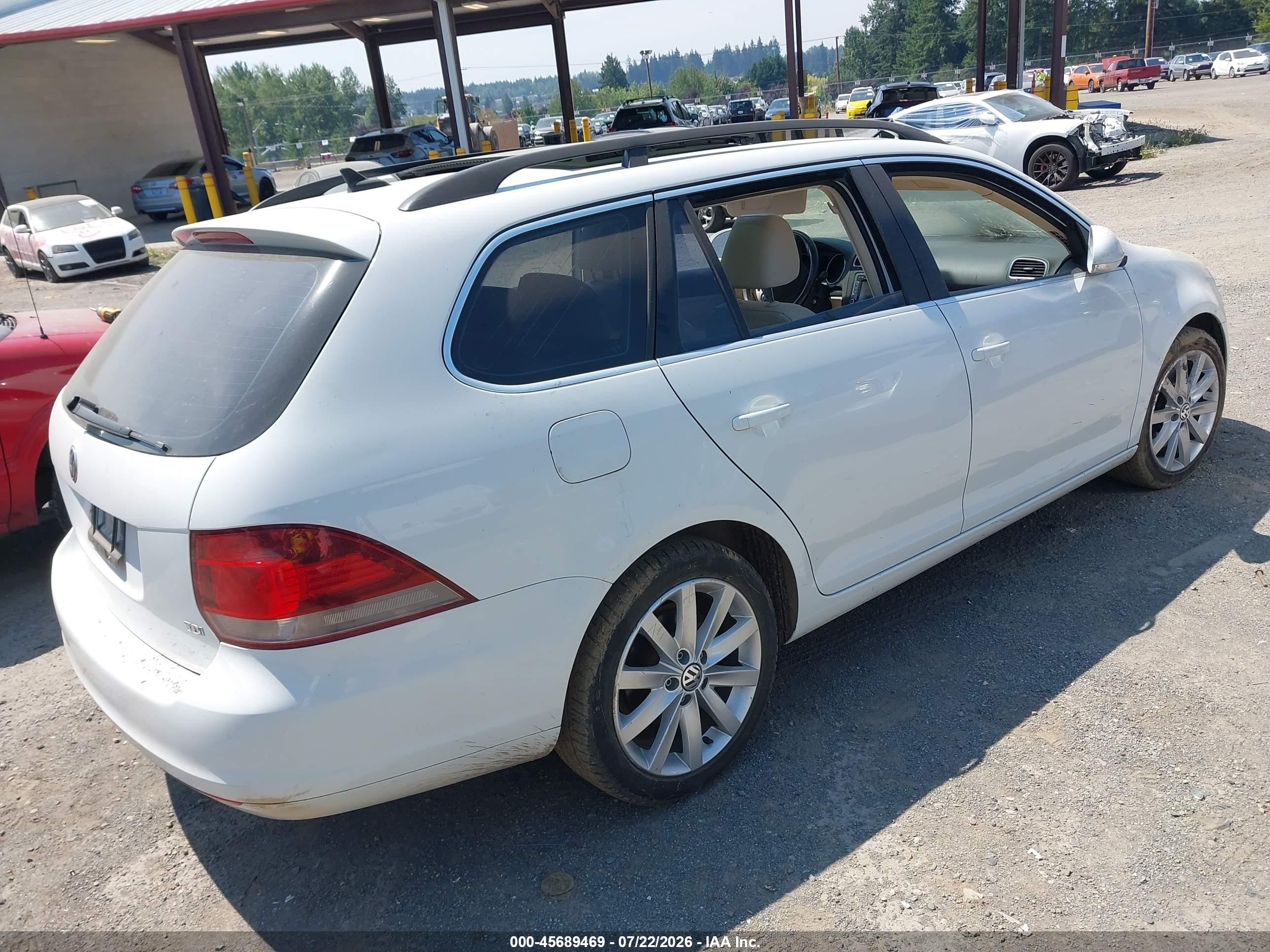 2014 Volkswagen Jetta Sportwagen 2.0l Tdi White vin: 3VWPL7AJ4EM624987