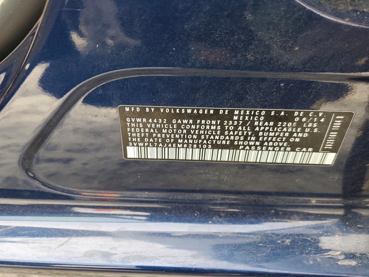 2014 Volkswagen Jetta Tdi Blue vin: 3VWPL7AJ4EM628103