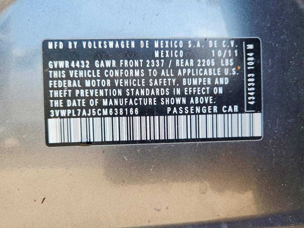 2012 Volkswagen Jetta Tdi Gray vin: 3VWPL7AJ5CM638166