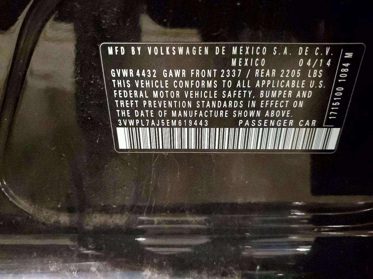 2014 Volkswagen Jetta Tdi Black vin: 3VWPL7AJ5EM619443