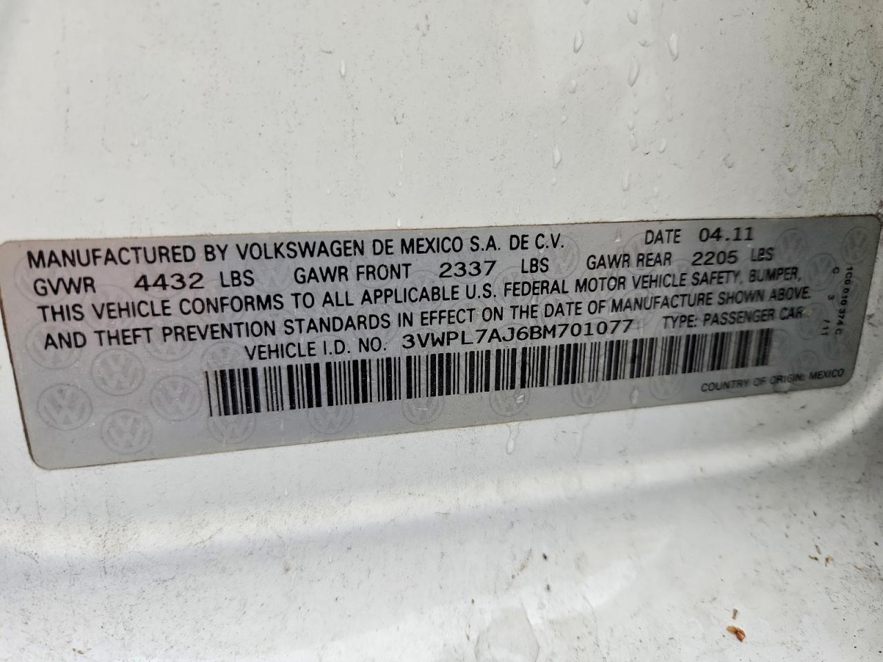 2011 Volkswagen Jetta Tdi White vin: 3VWPL7AJ6BM701077