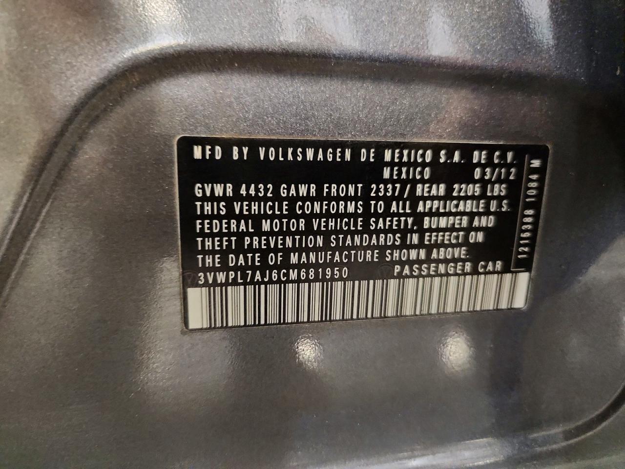2012 Volkswagen Jetta Tdi Gray vin: 3VWPL7AJ6CM681950