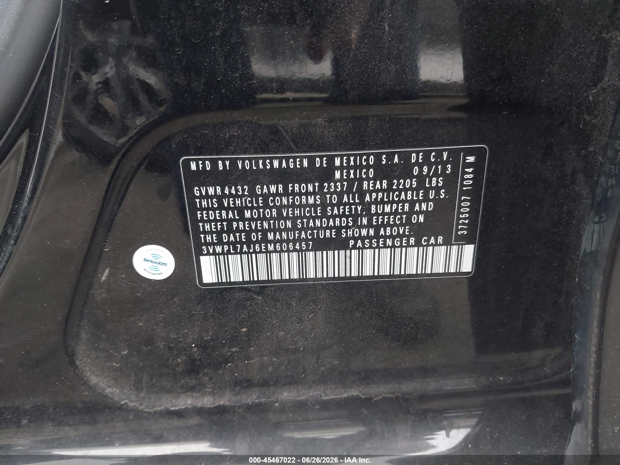 2014 Volkswagen Jetta Sportwagen 2.0l Tdi Black vin: 3VWPL7AJ6EM606457