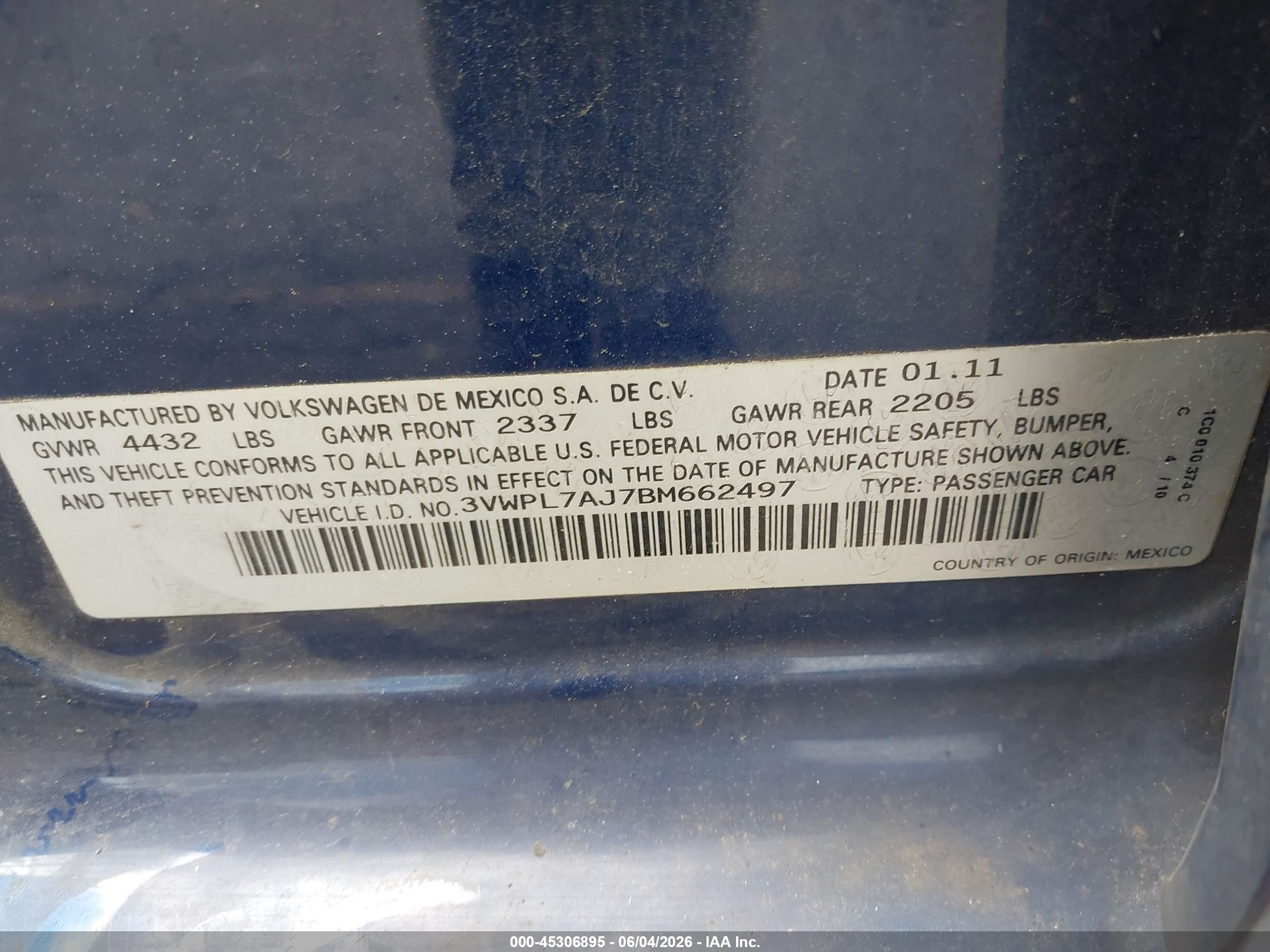 2011 Volkswagen Jetta Sportwagen 2.0l Tdi Blue vin: 3VWPL7AJ7BM662497