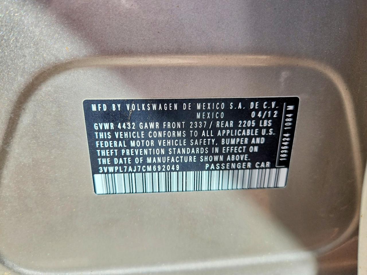 2012 Volkswagen Jetta Tdi Cream vin: 3VWPL7AJ7CM692049