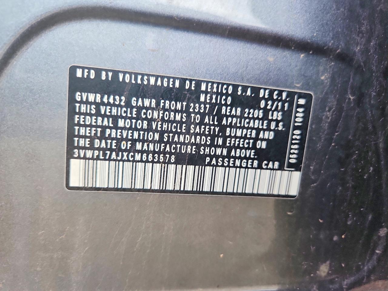 2012 Volkswagen Jetta Tdi Gray vin: 3VWPL7AJXCM663578