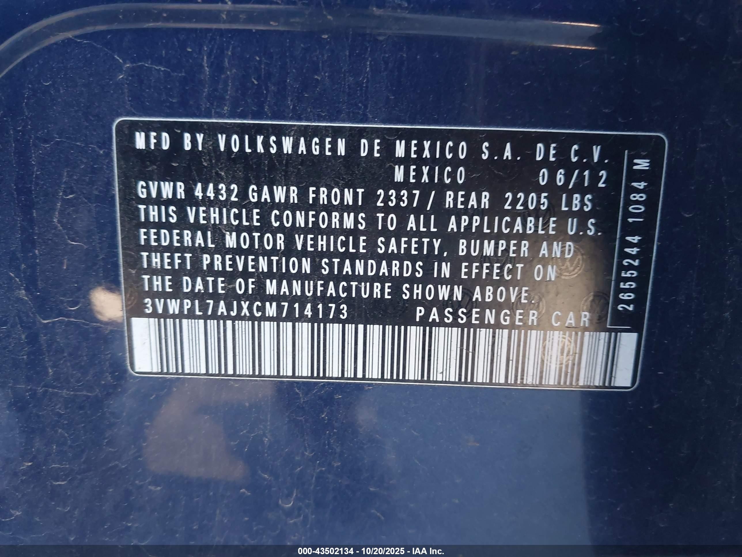 2012 Volkswagen Jetta Sportwagen 2.0l Tdi Dark Blue vin: 3VWPL7AJXCM714173