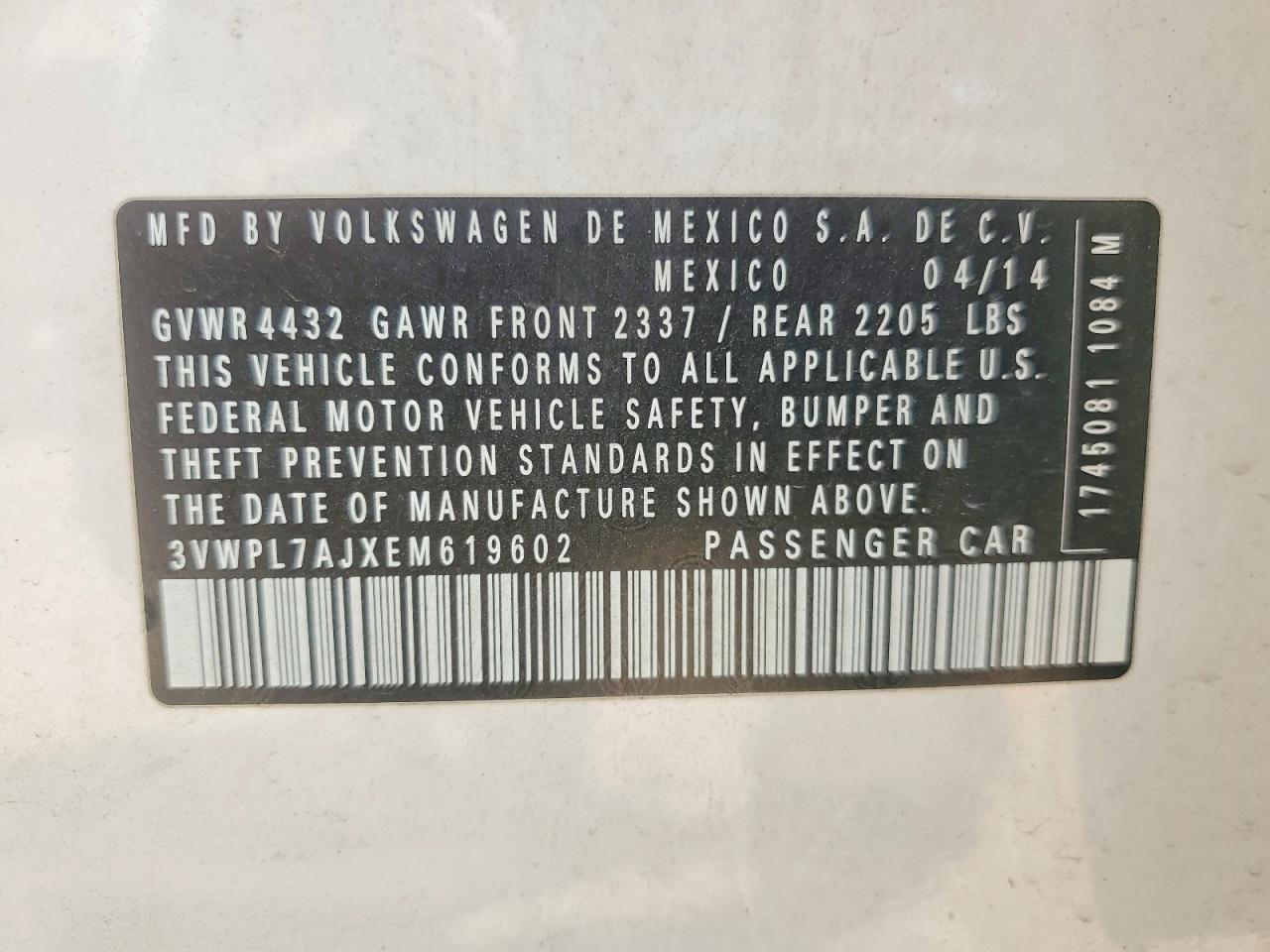2014 Volkswagen Jetta Tdi White vin: 3VWPL7AJXEM619602