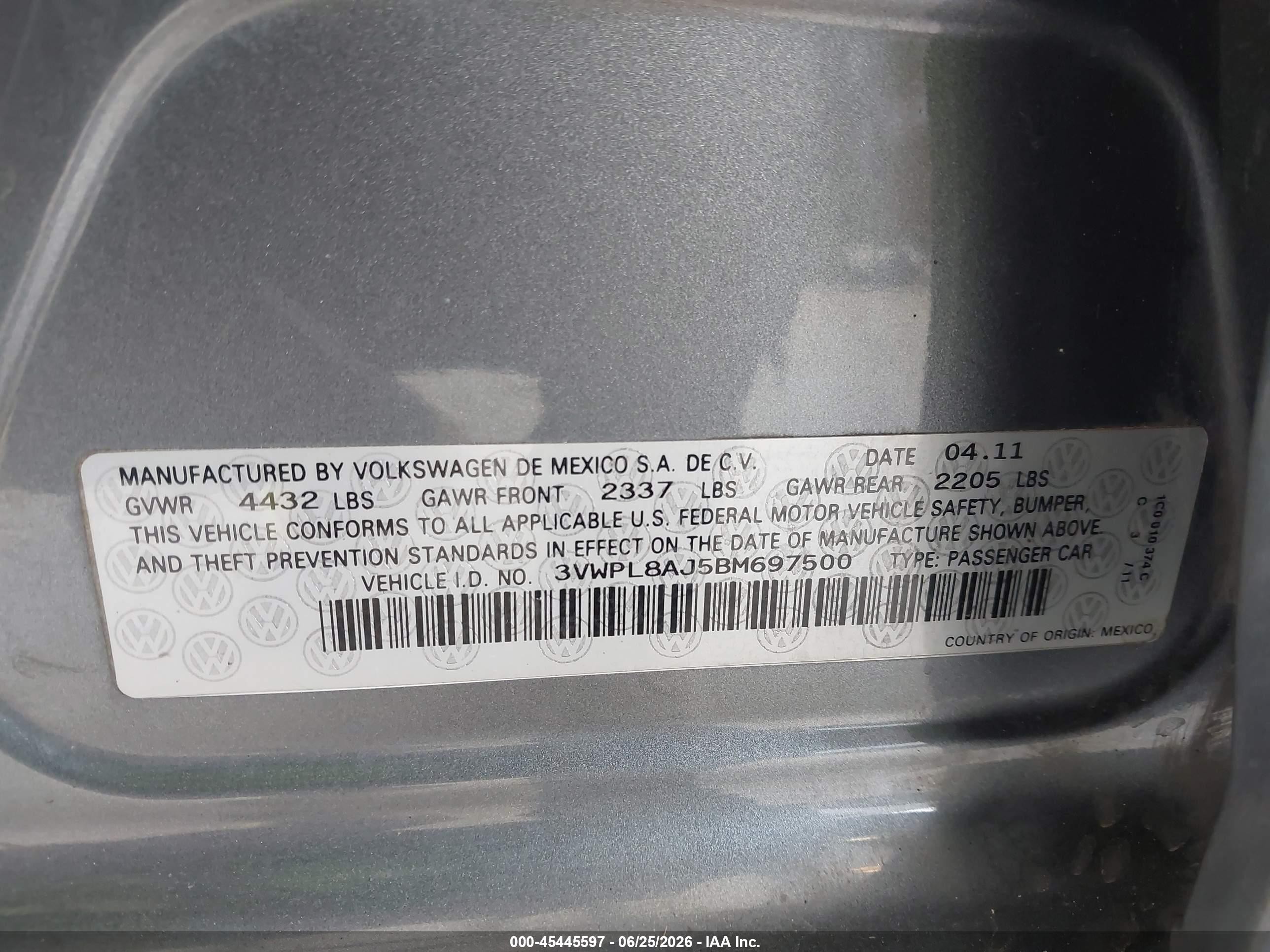 2011 Volkswagen Jetta Sportwagen 2.0l Tdi Gray vin: 3VWPL8AJ5BM697500