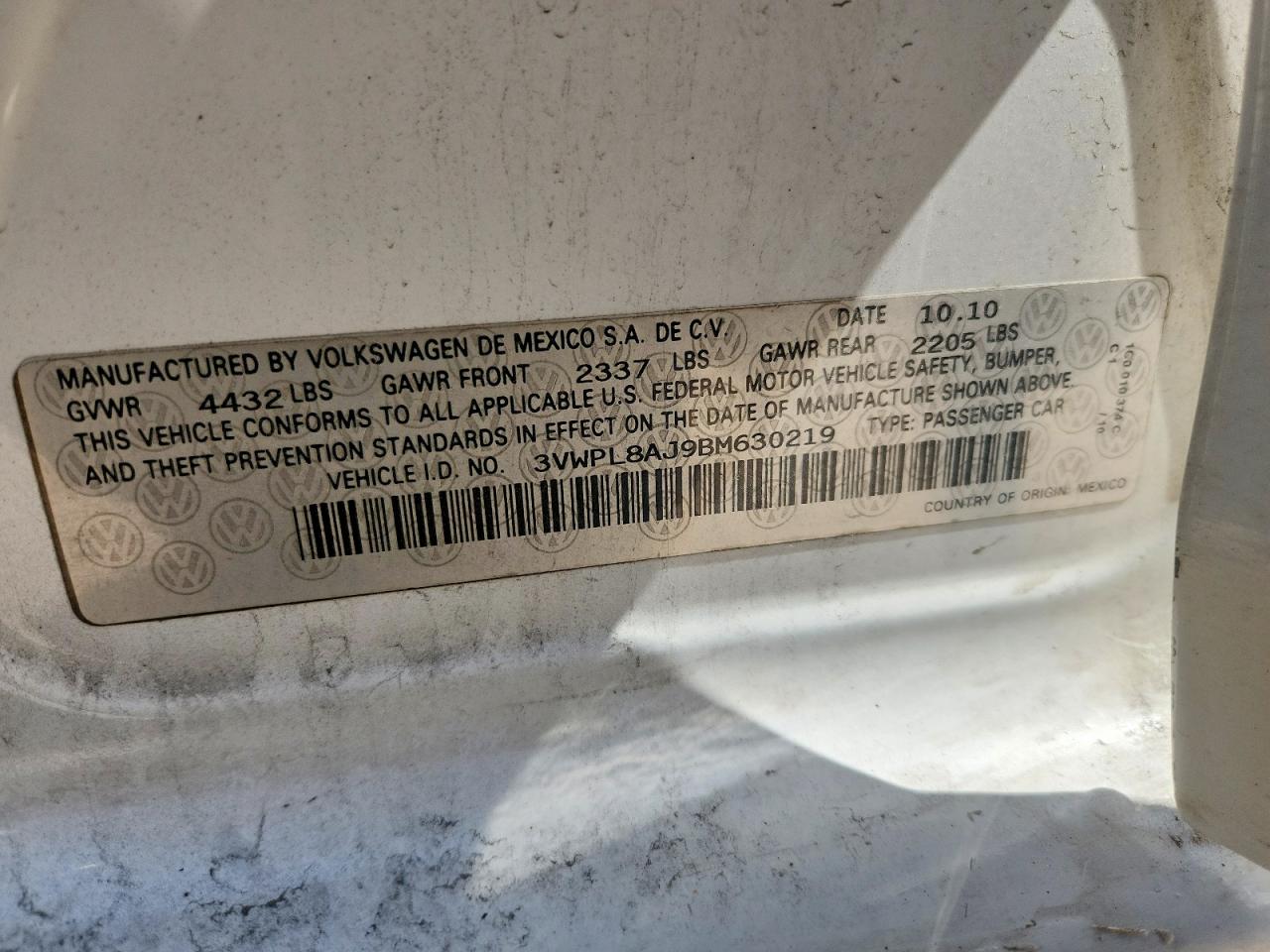 2011 Volkswagen Jetta Tdi White vin: 3VWPL8AJ9BM630219