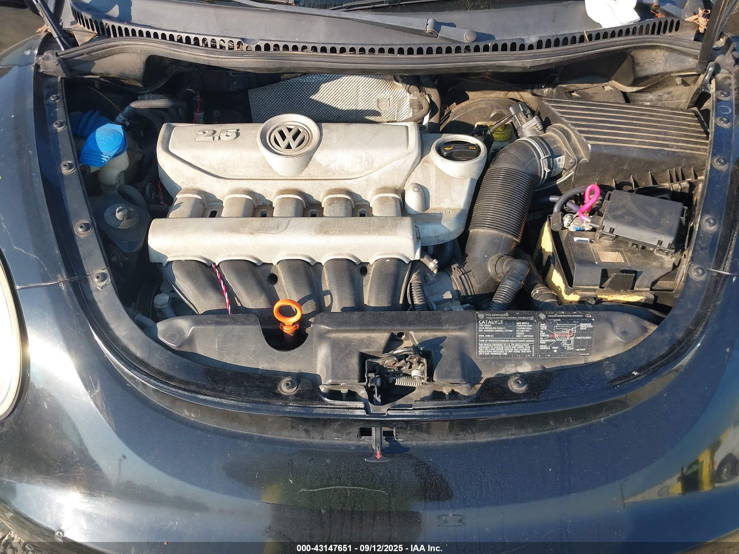 2007 Volkswagen New Beetle 2.5 Black vin: 3VWPW31C47M512937