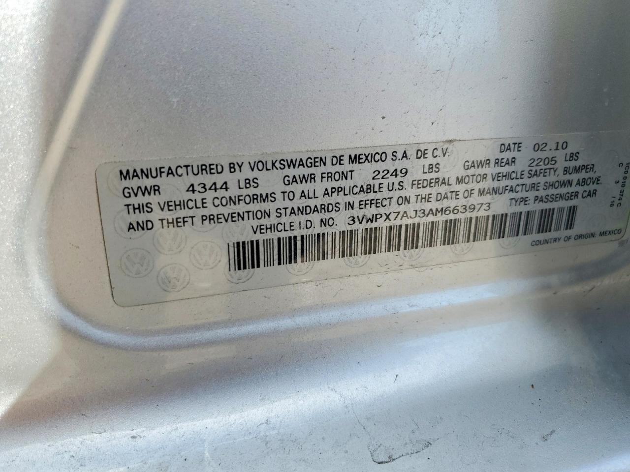 2010 Volkswagen Jetta Se Silver vin: 3VWPX7AJ3AM663973