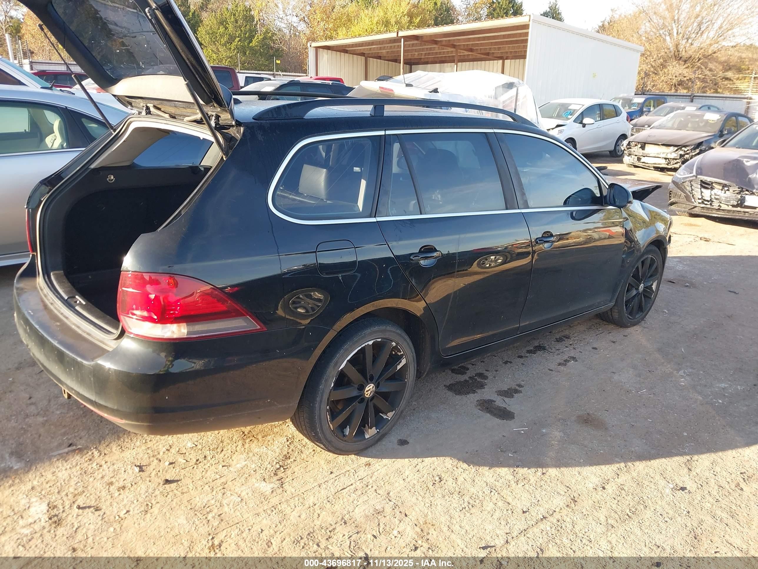 2013 Volkswagen Jetta Sportwagen 2.5l Se Black vin: 3VWPX7AJ5DM684103