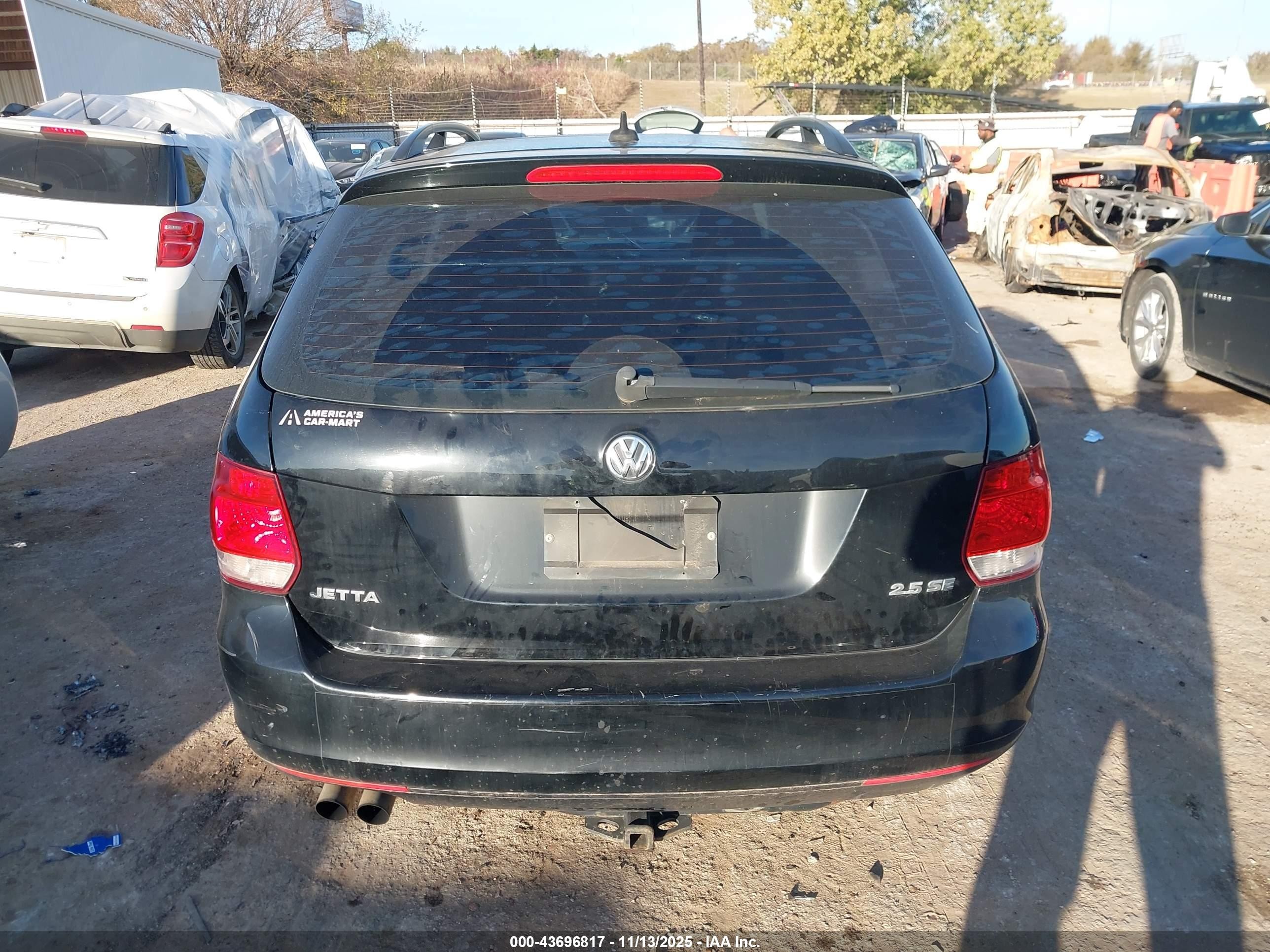 2013 Volkswagen Jetta Sportwagen 2.5l Se Black vin: 3VWPX7AJ5DM684103