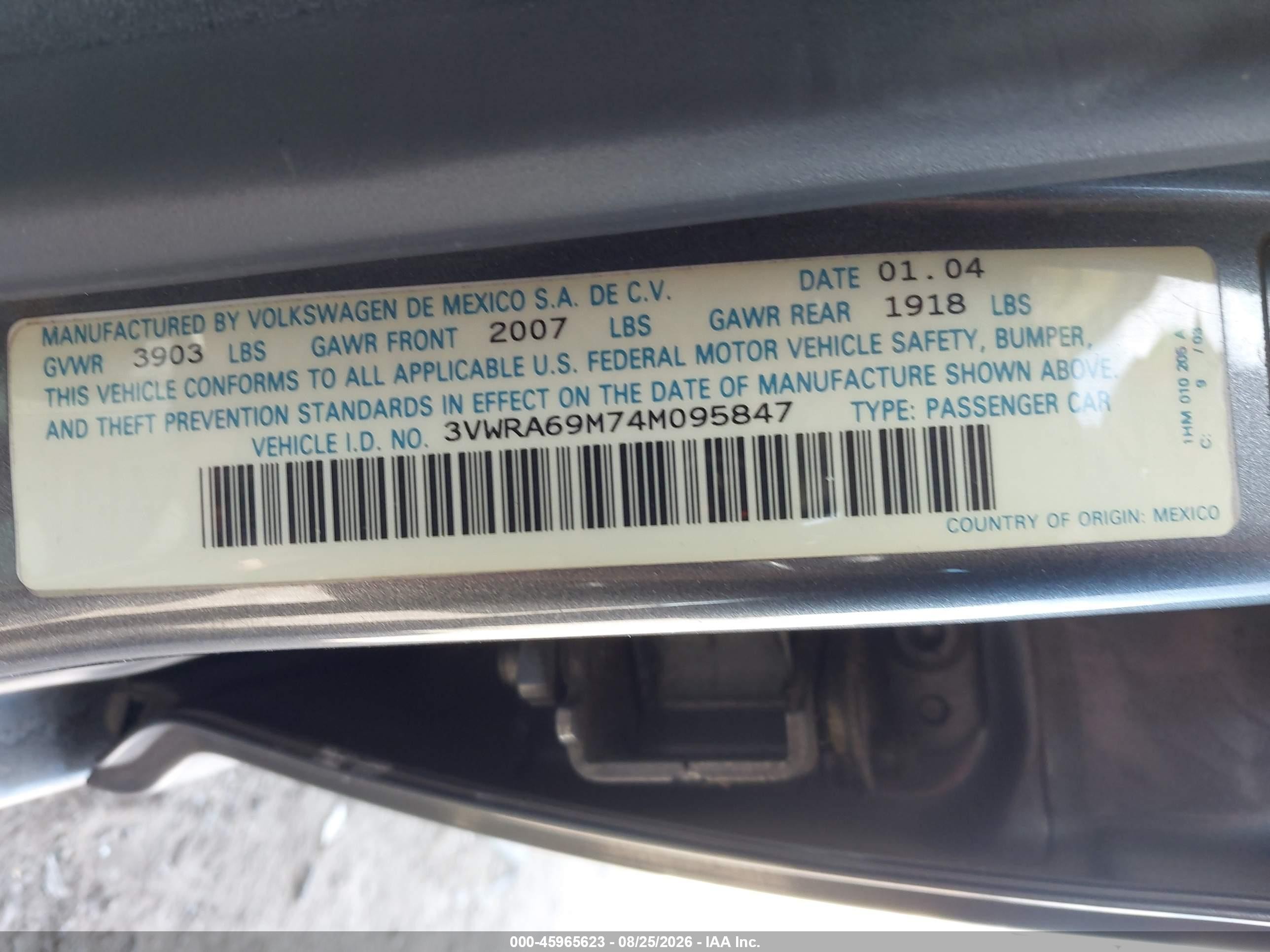 2004 Volkswagen Jetta Gl Blue vin: 3VWRA69M74M095847