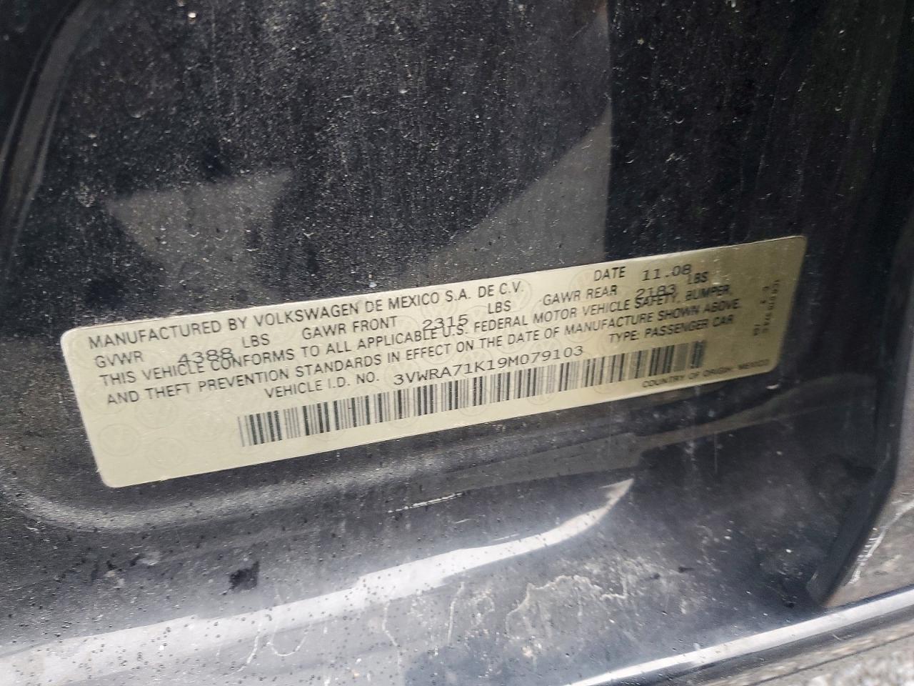 2009 Volkswagen Jetta Wolfsburg Black vin: 3VWRA71K19M079103