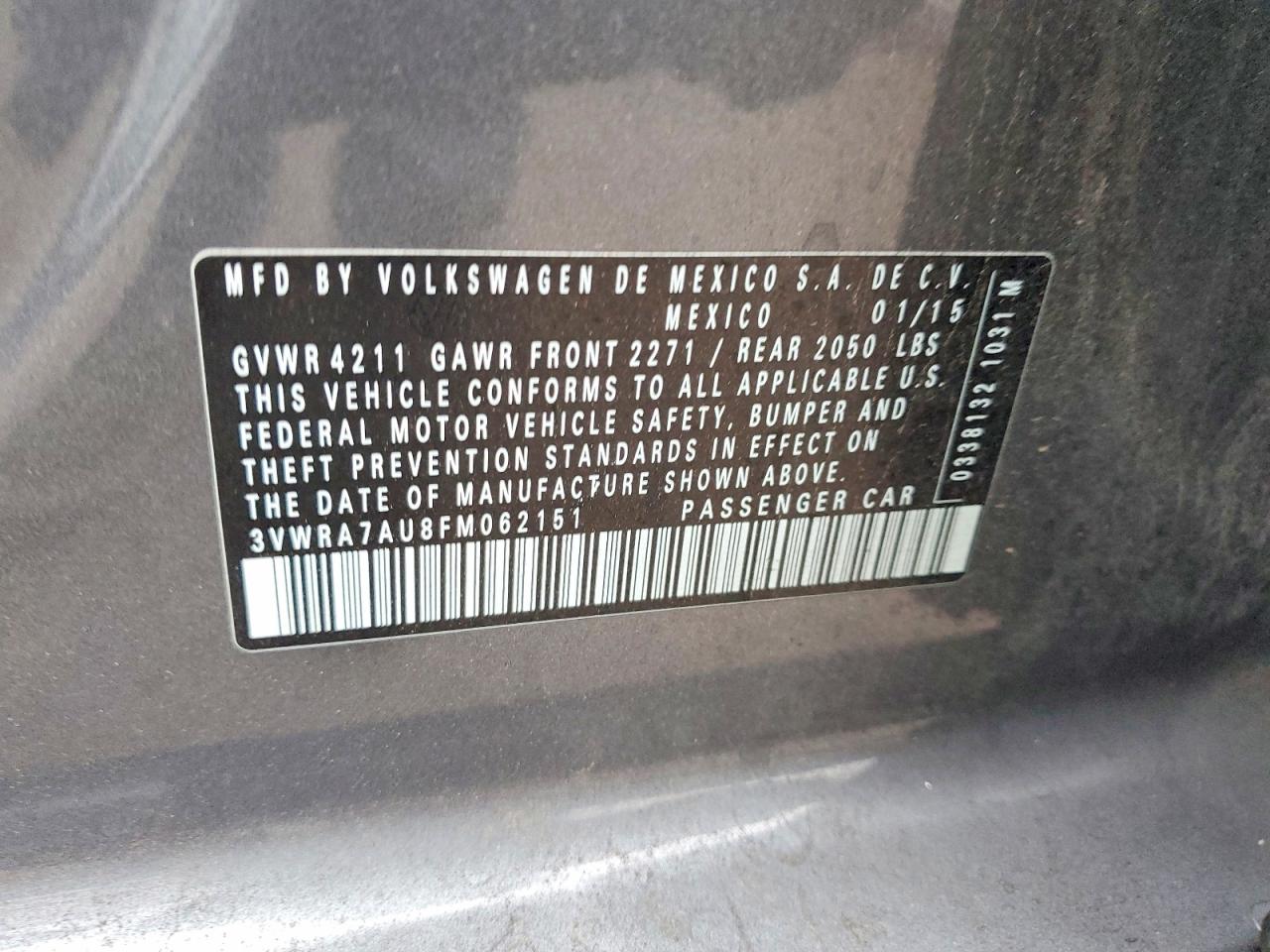 2015 Volkswagen Golf Tdi Gray vin: 3VWRA7AU8FM062151