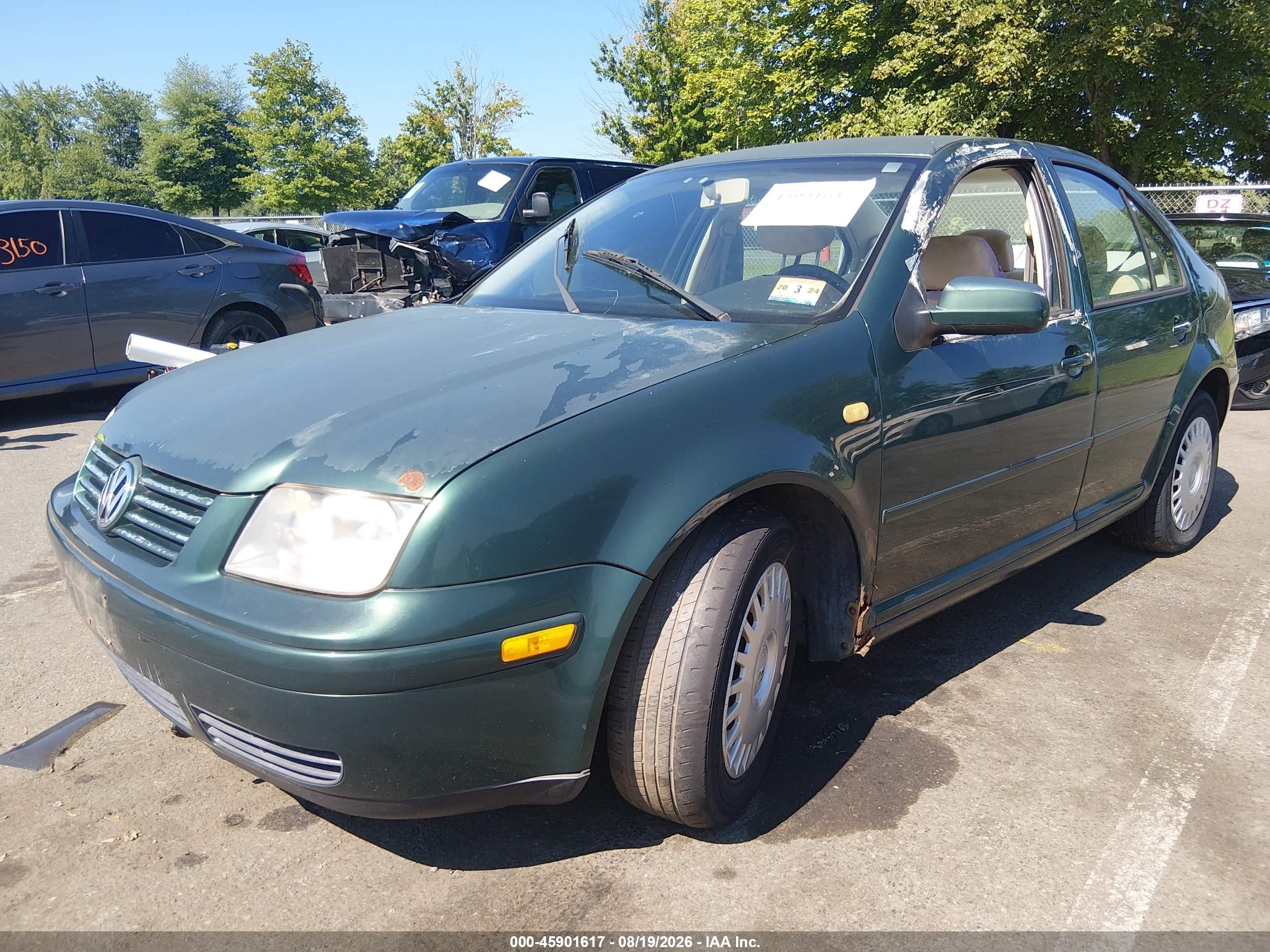 2000 Volkswagen Jetta Gl Green vin: 3VWRC29M0YM083788