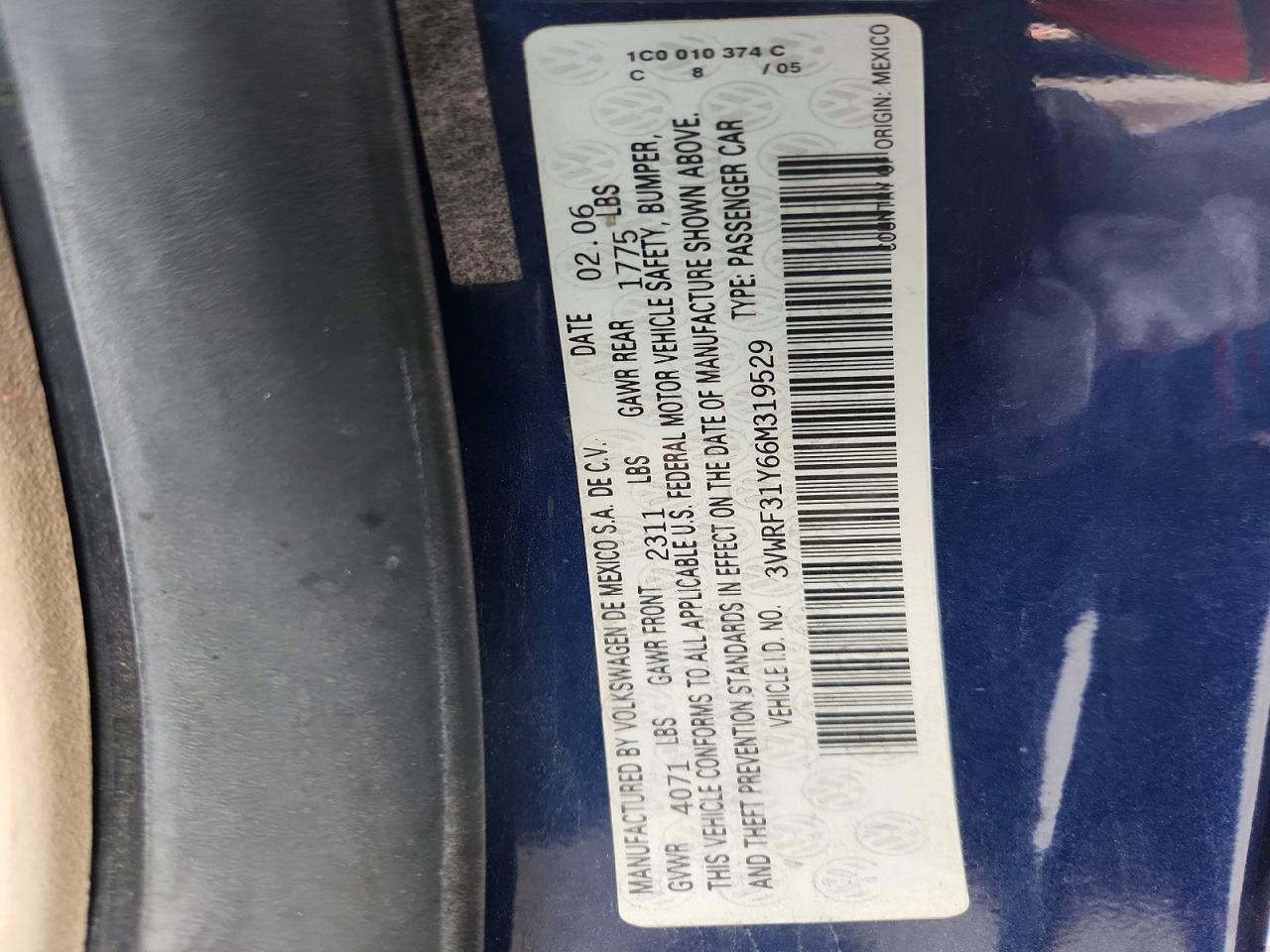2006 Volkswagen New Beetle Convertible Option Package 1 Blue vin: 3VWRF31Y66M319529