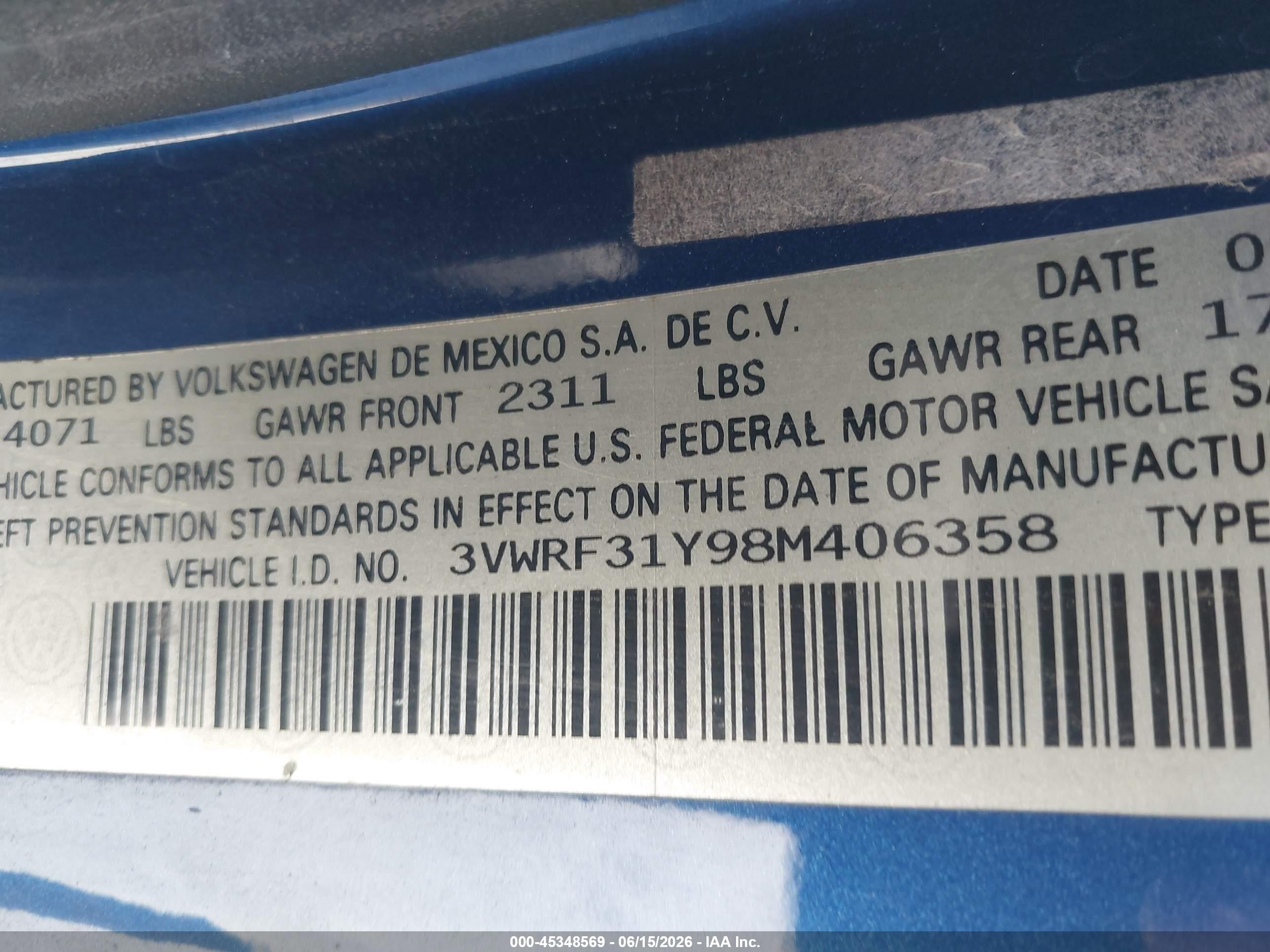 2008 Volkswagen New Beetle Se Blue vin: 3VWRF31Y98M406358