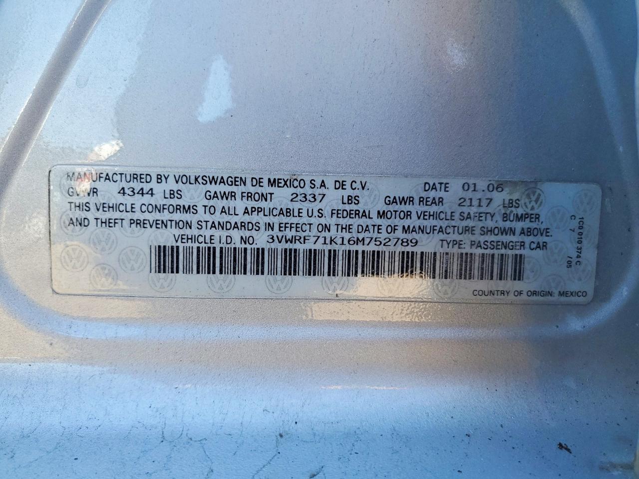 2006 Volkswagen Jetta 2.5 Silver vin: 3VWRF71K16M752789