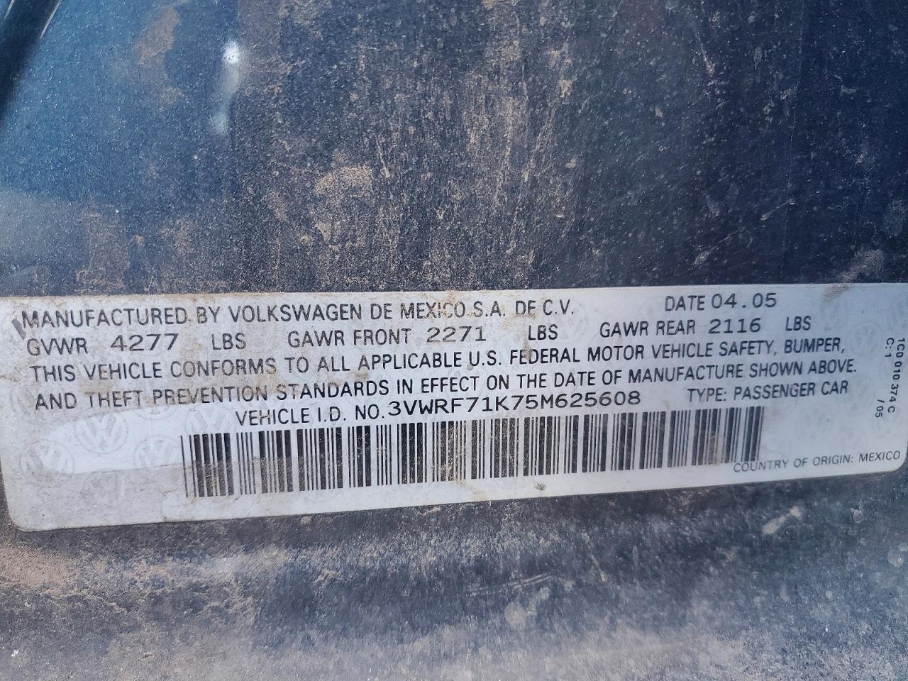 2005 Volkswagen New Jetta 2.5 Blue vin: 3VWRF71K75M625608
