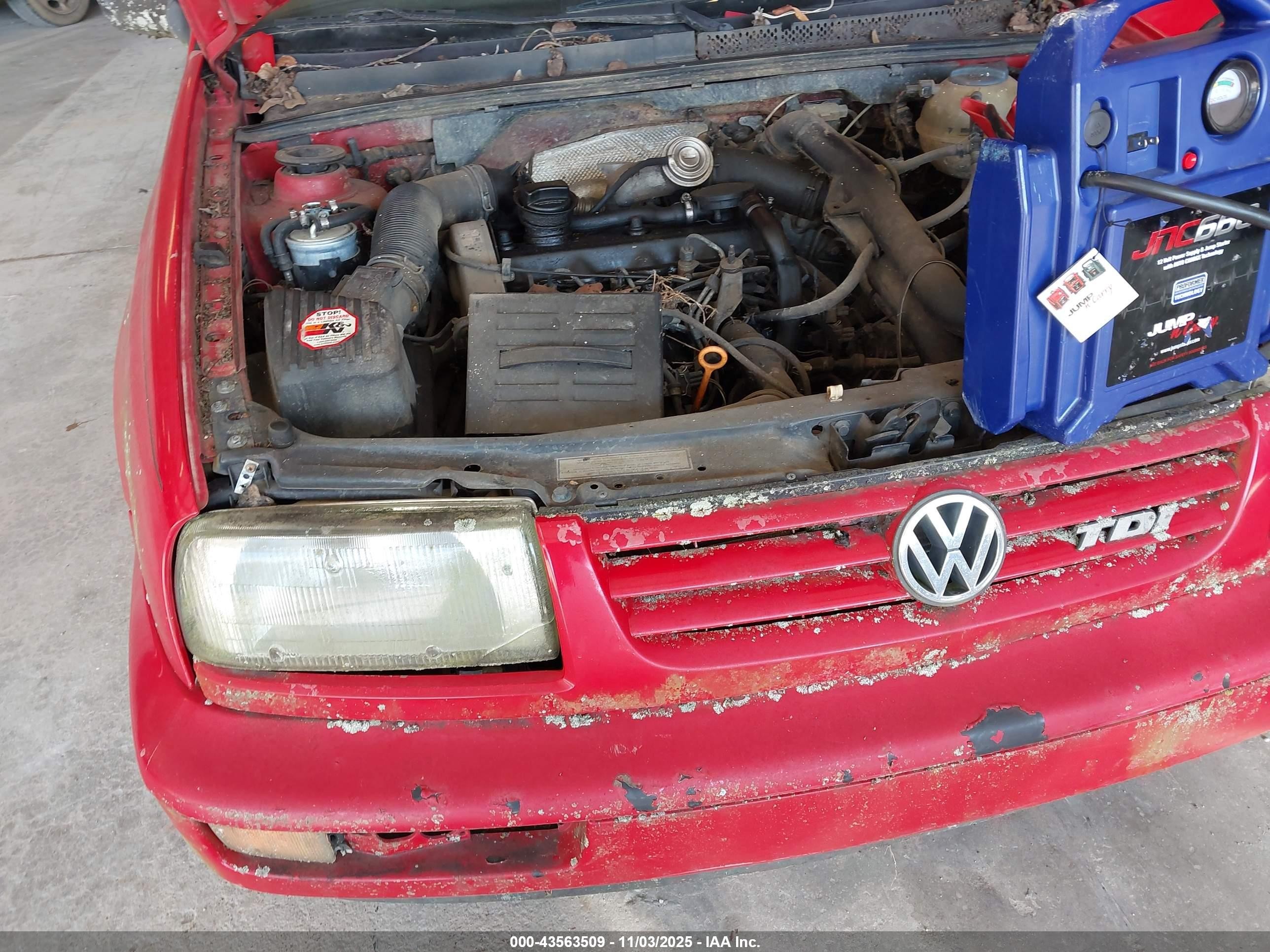 1998 Volkswagen Jetta Tdi Red vin: 3VWRF81H7WM238536