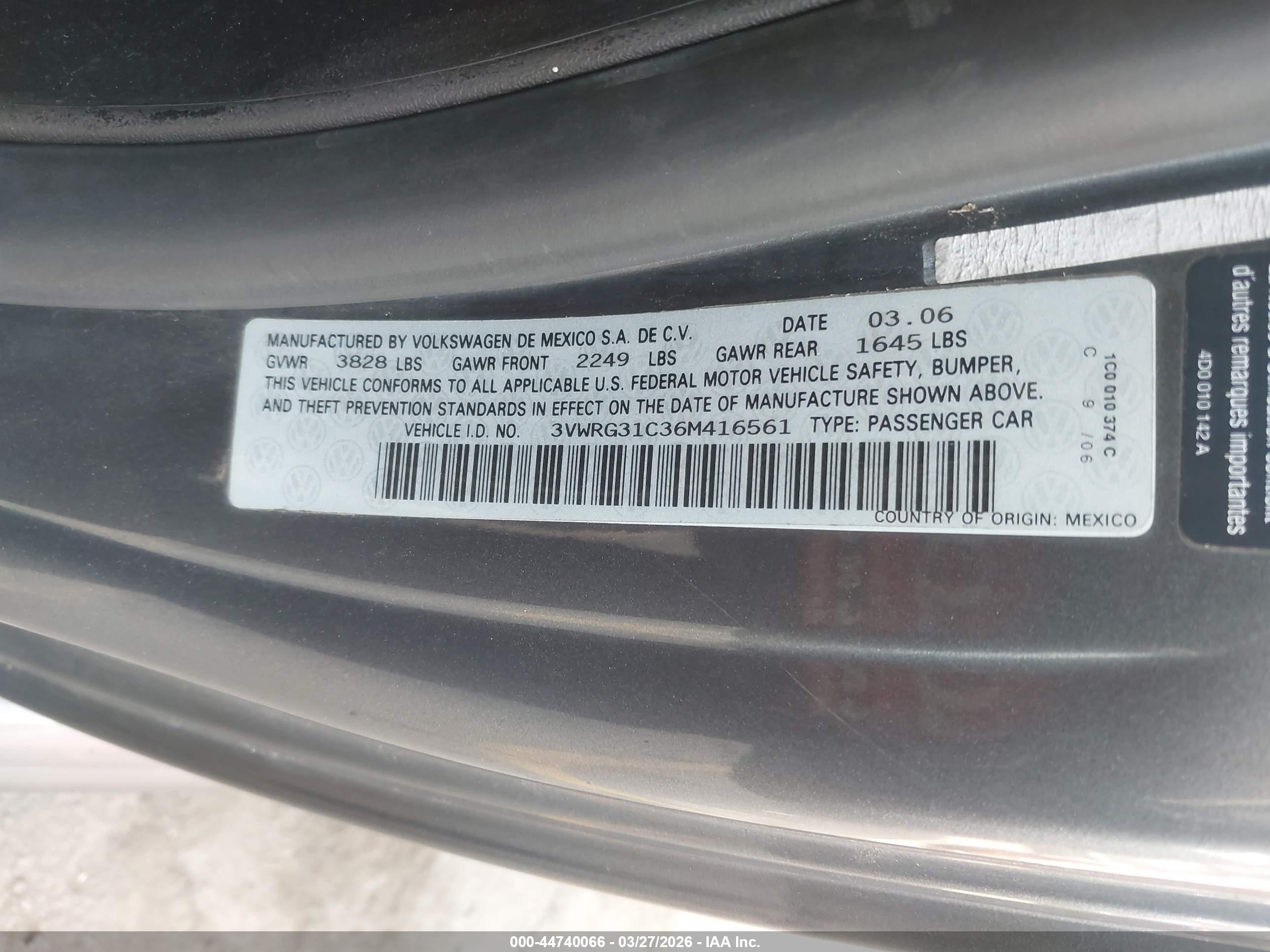 2006 Volkswagen New Beetle 2.5 Gray vin: 3VWRG31C36M416561
