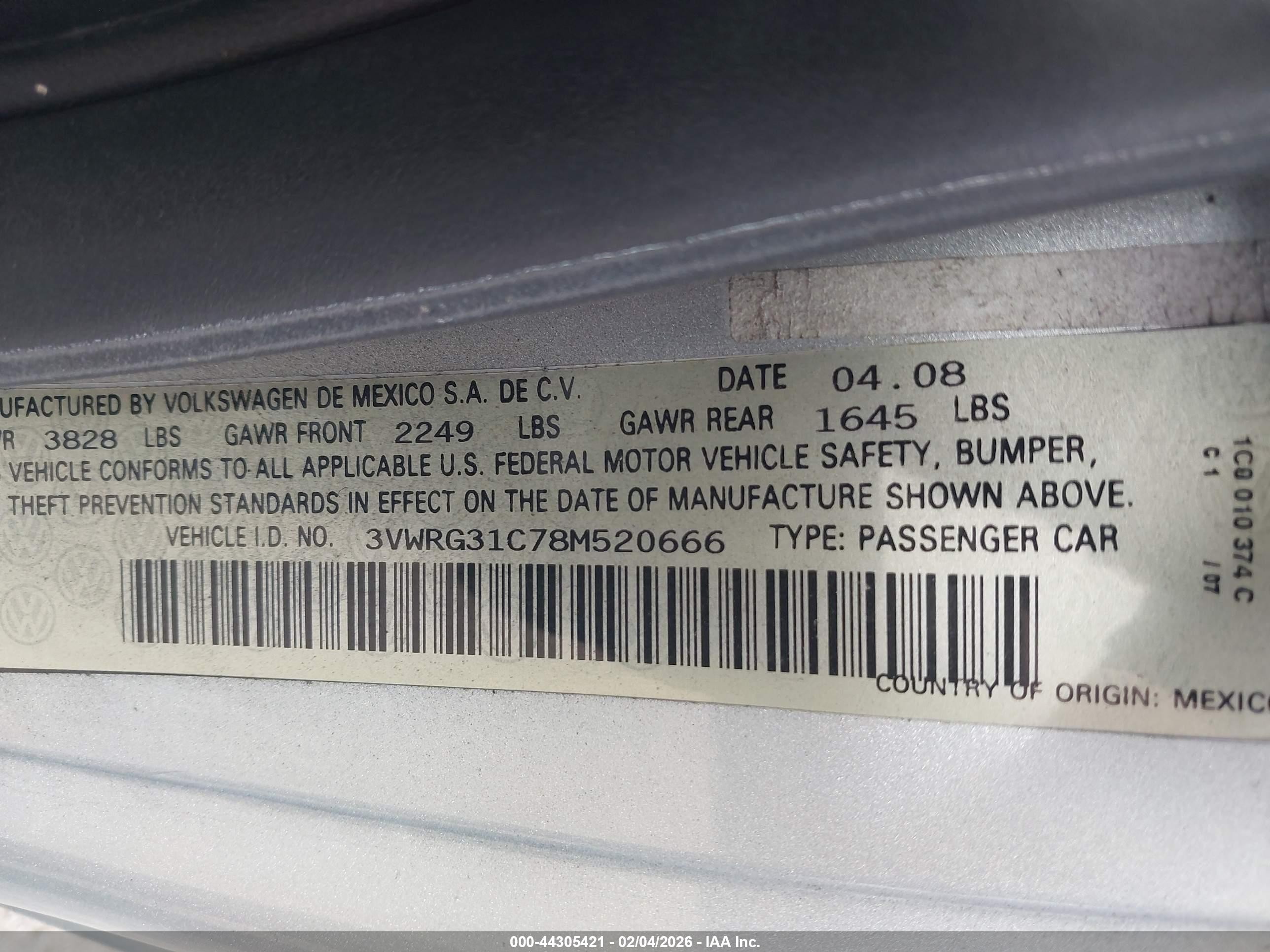2008 Volkswagen New Beetle S/se Silver vin: 3VWRG31C78M520666