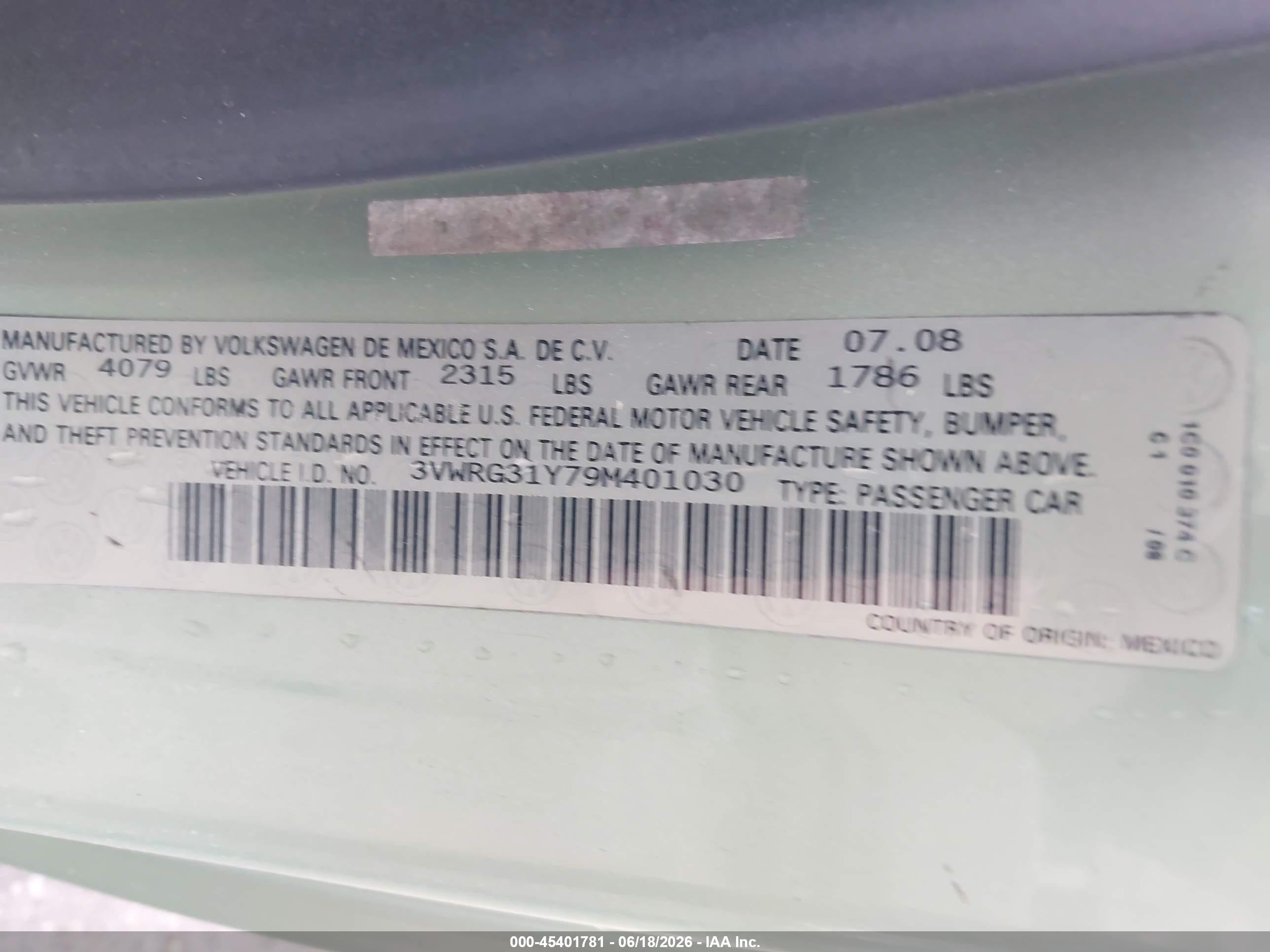 2009 Volkswagen New Beetle 2.5l Green vin: 3VWRG31Y79M401030
