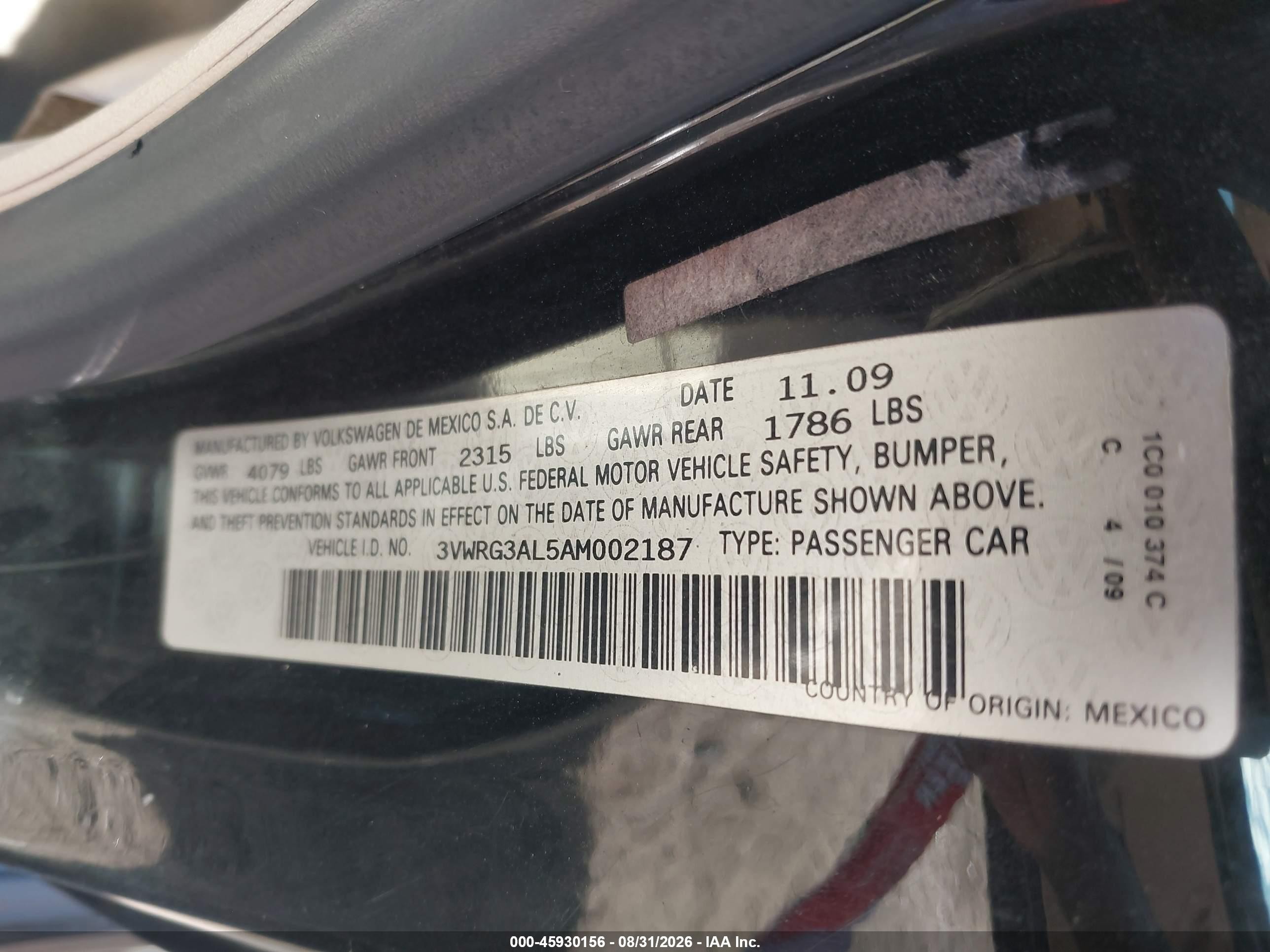 2010 Volkswagen New Beetle 2.5l/2.5l Final Edition Black vin: 3VWRG3AL5AM002187