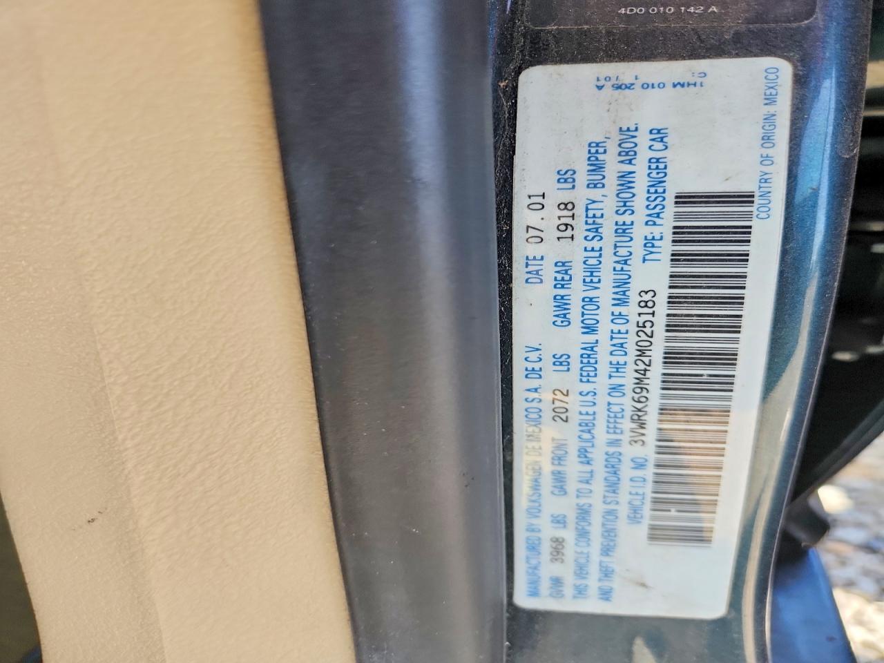2002 Volkswagen Jetta Gl Teal vin: 3VWRK69M42M025183